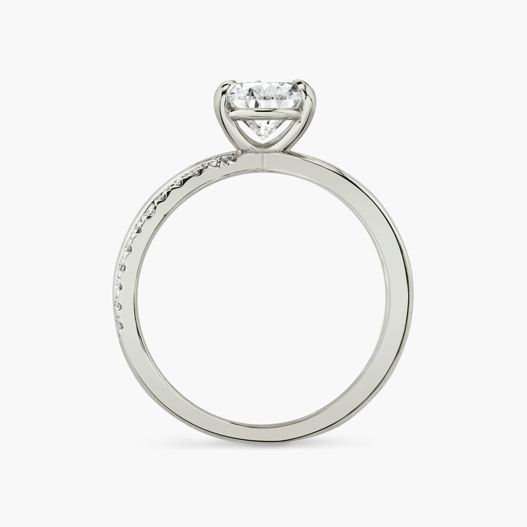 The Duet | Pear | Platinum | bandAccent: Pavé | diamondOrientation: vertical | caratWeight: other