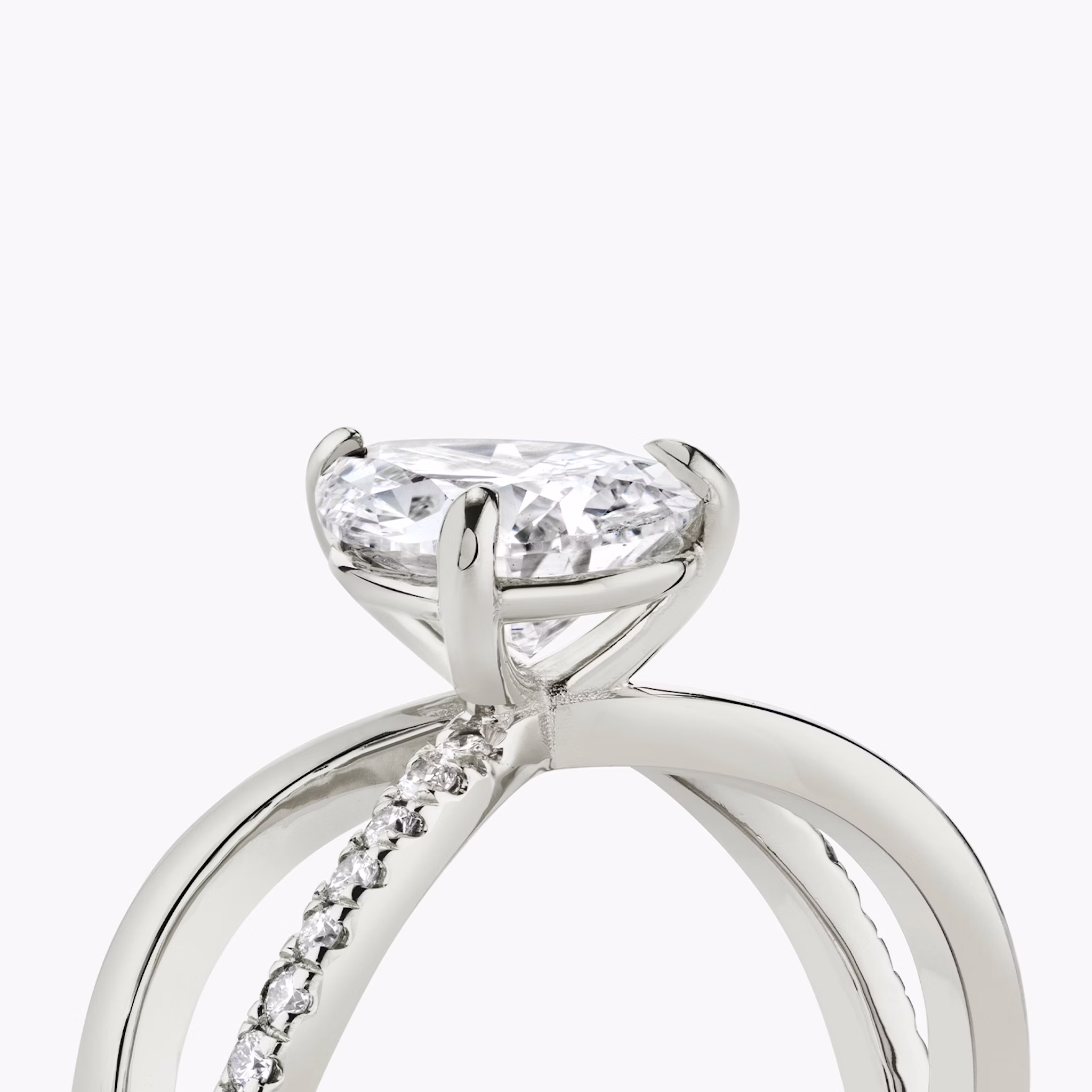 The Duet | Pear | Platinum | bandAccent: Pavé | diamondOrientation: vertical | caratWeight: other