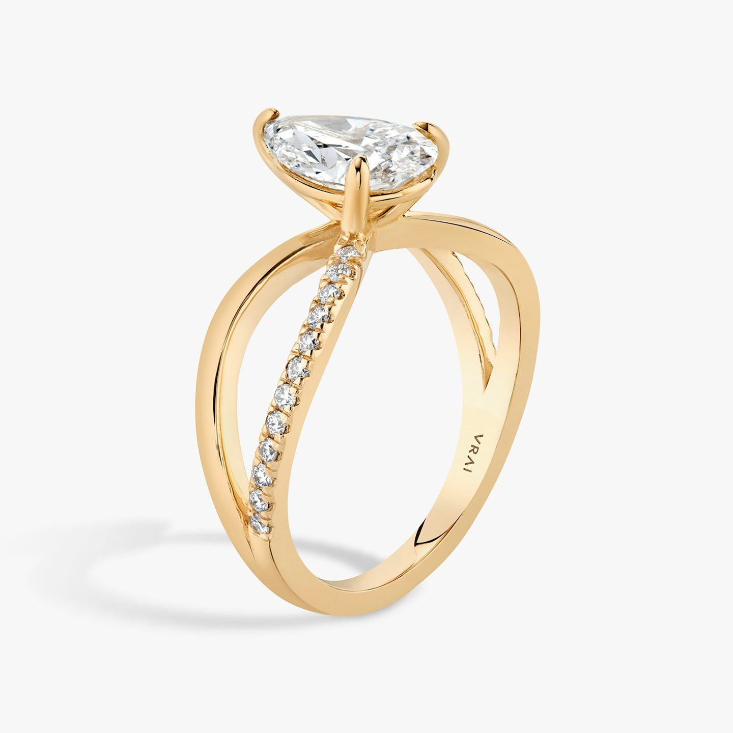 The Duet | Pear | 14k | Rose Gold | bandAccent: Pavé | diamondOrientation: vertical | caratWeight: other