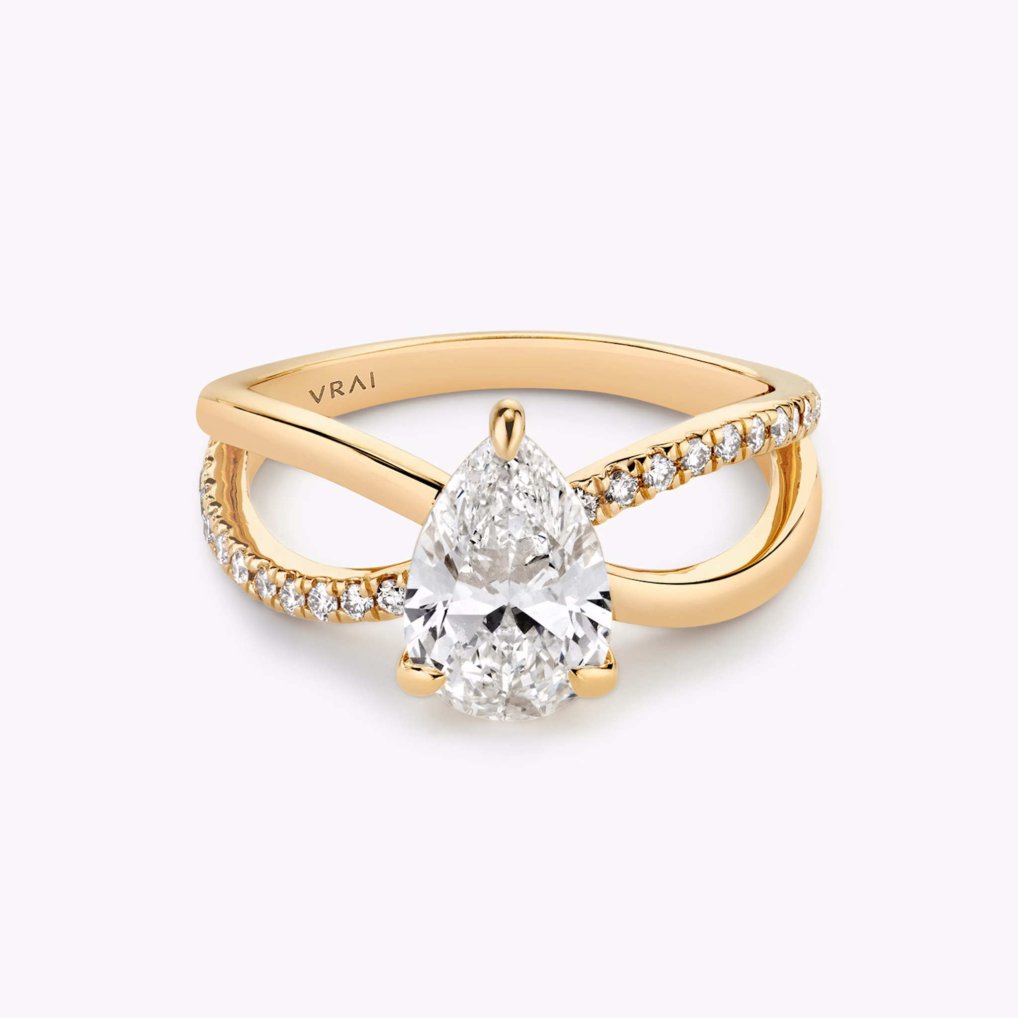 The Duet | Pear | 14k | Rose Gold | bandAccent: Pavé | diamondOrientation: vertical | caratWeight: other