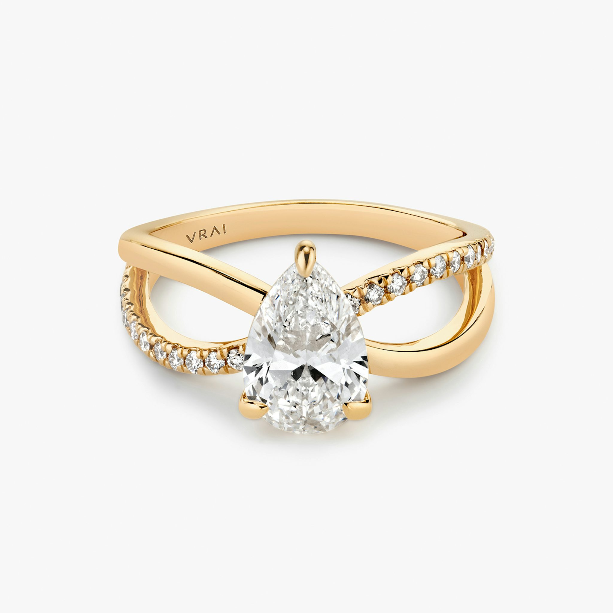 The Duet | Pear | 14k | Rose Gold | bandAccent: Pavé | diamondOrientation: vertical | caratWeight: other
