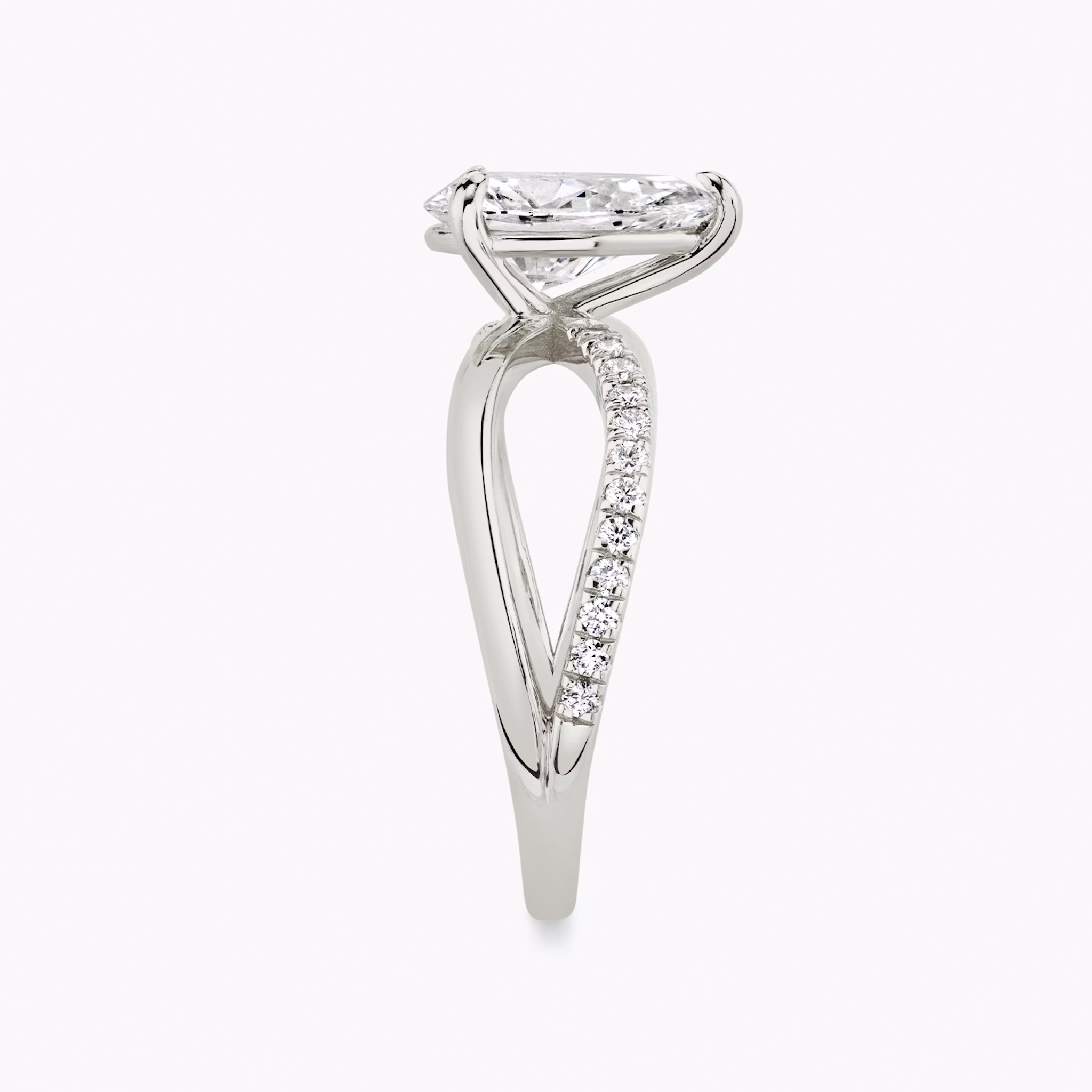 The Duet | Pear | 18k | White Gold | bandAccent: Pavé | diamondOrientation: vertical | caratWeight: other