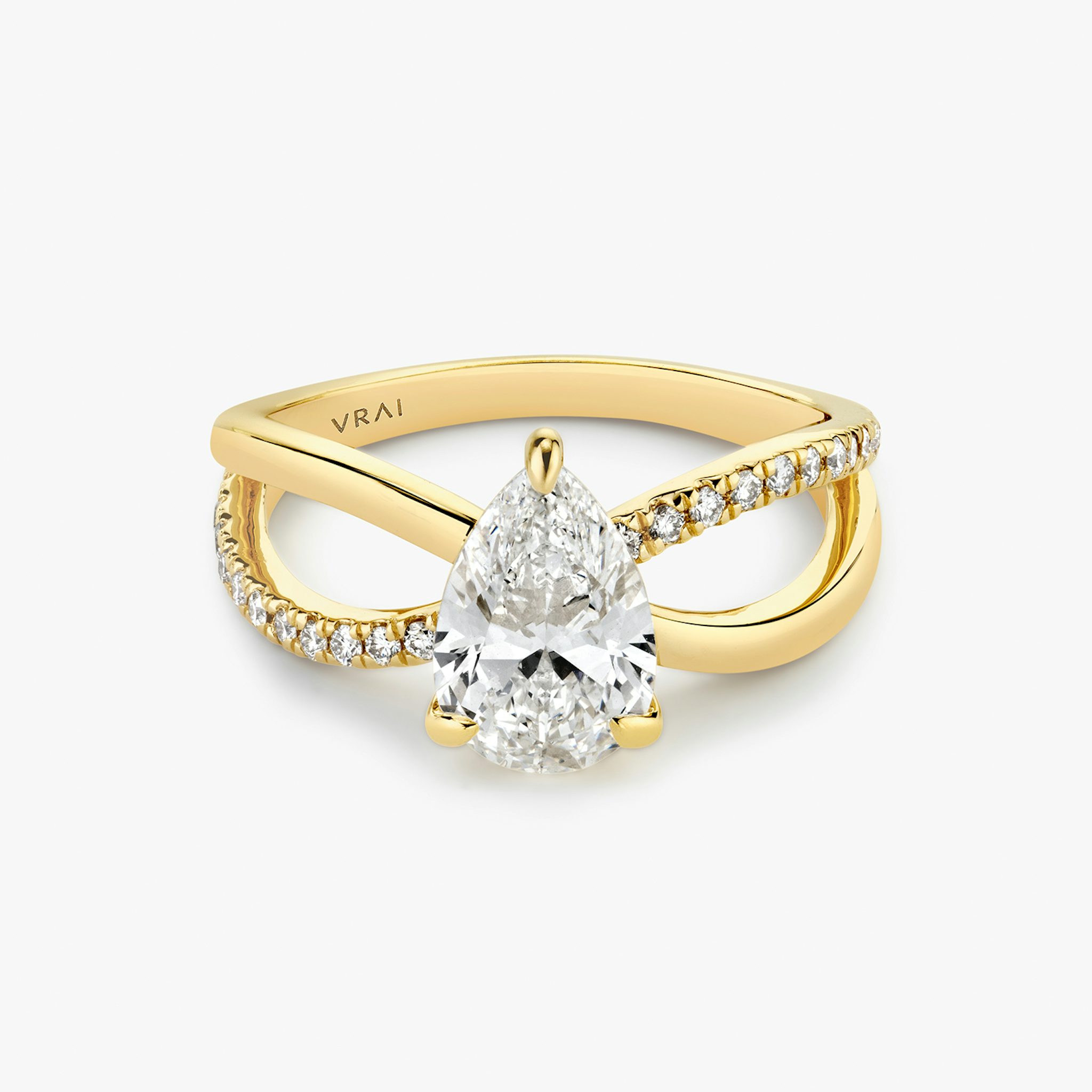 The Duet | Pear | 18k | Yellow Gold | bandAccent: Pavé | diamondOrientation: vertical | caratWeight: other