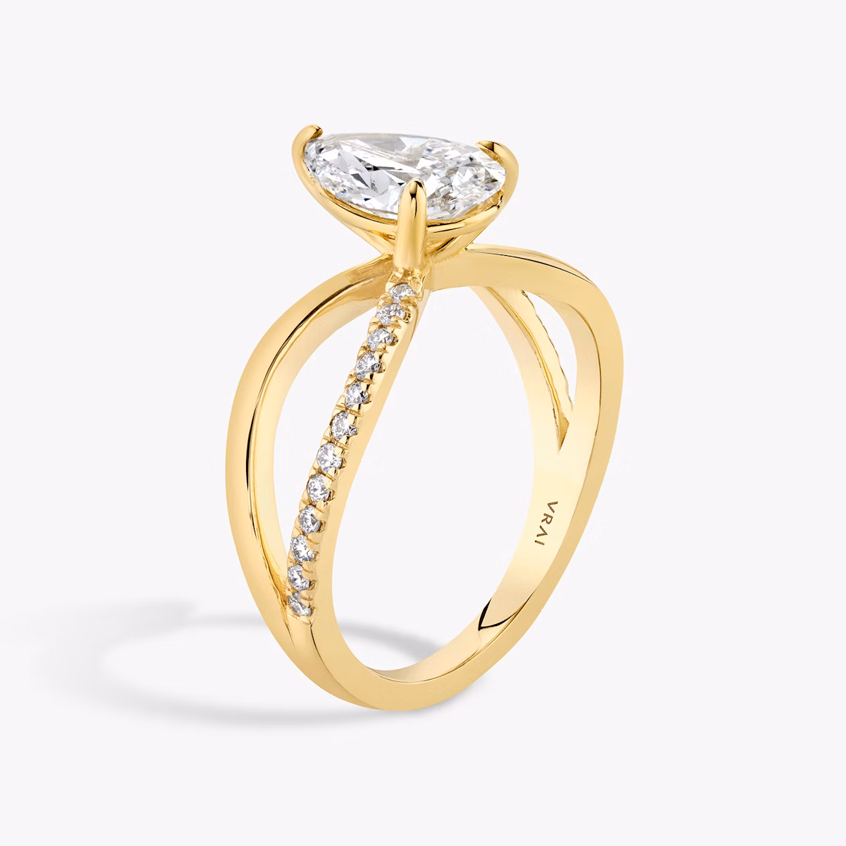 The Duet | Pear | 18k | Yellow Gold | bandAccent: Pavé | diamondOrientation: vertical | caratWeight: other