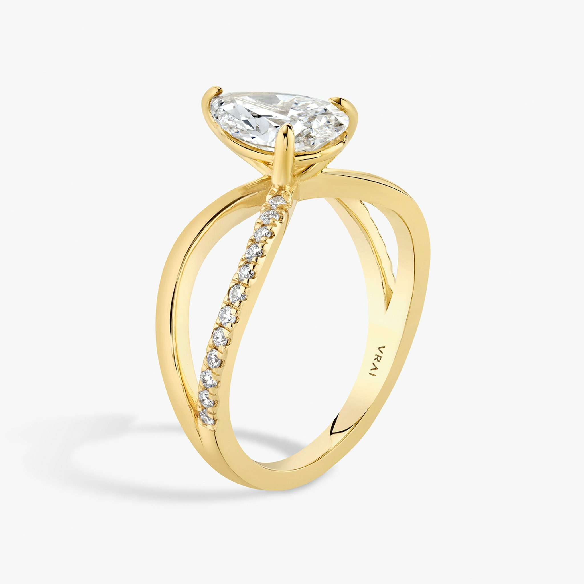 The Duet | Pear | 18k | Yellow Gold | bandAccent: Pavé | diamondOrientation: vertical | caratWeight: other