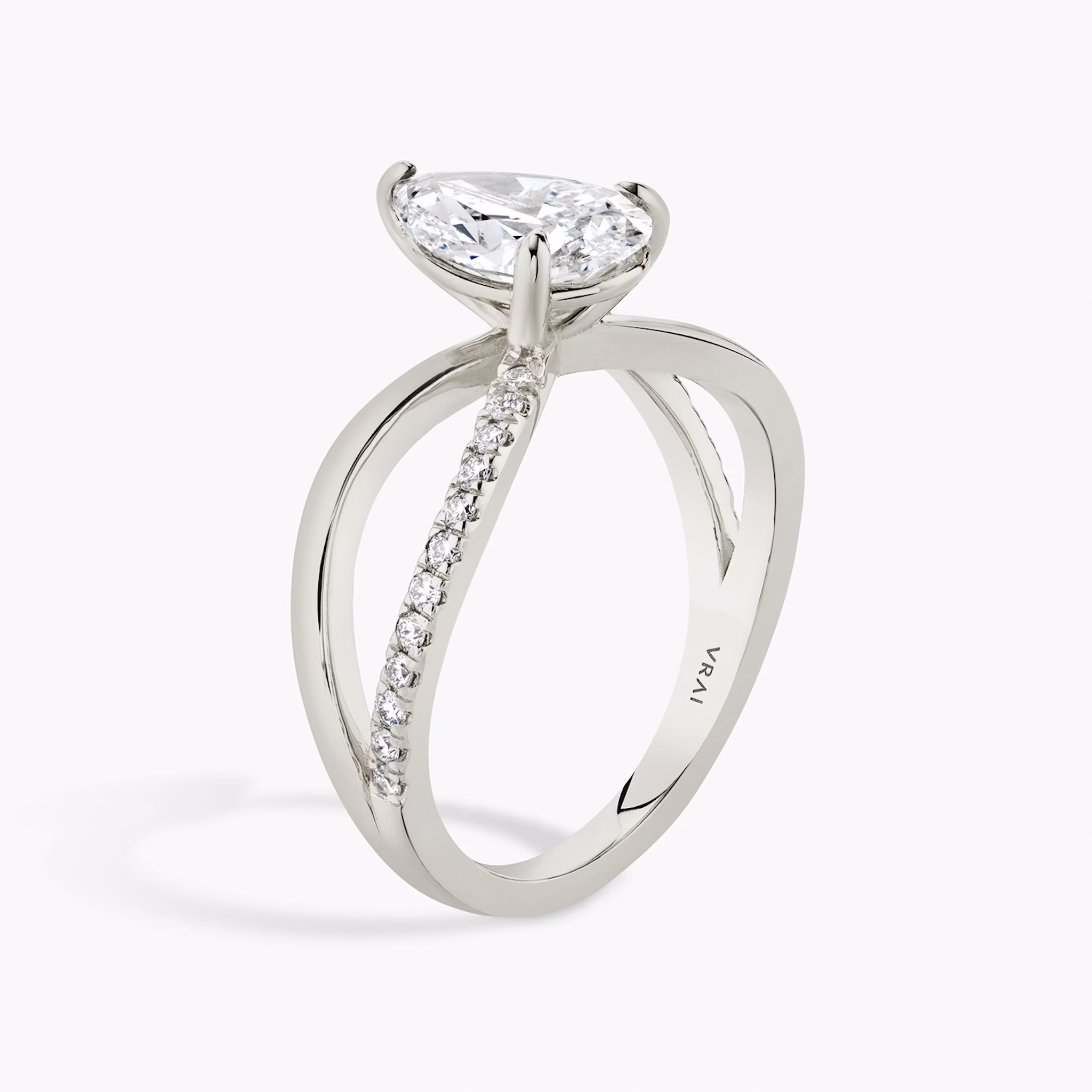 The Duet | Pear | 18k | White Gold | bandAccent: Pavé | diamondOrientation: vertical | caratWeight: other
