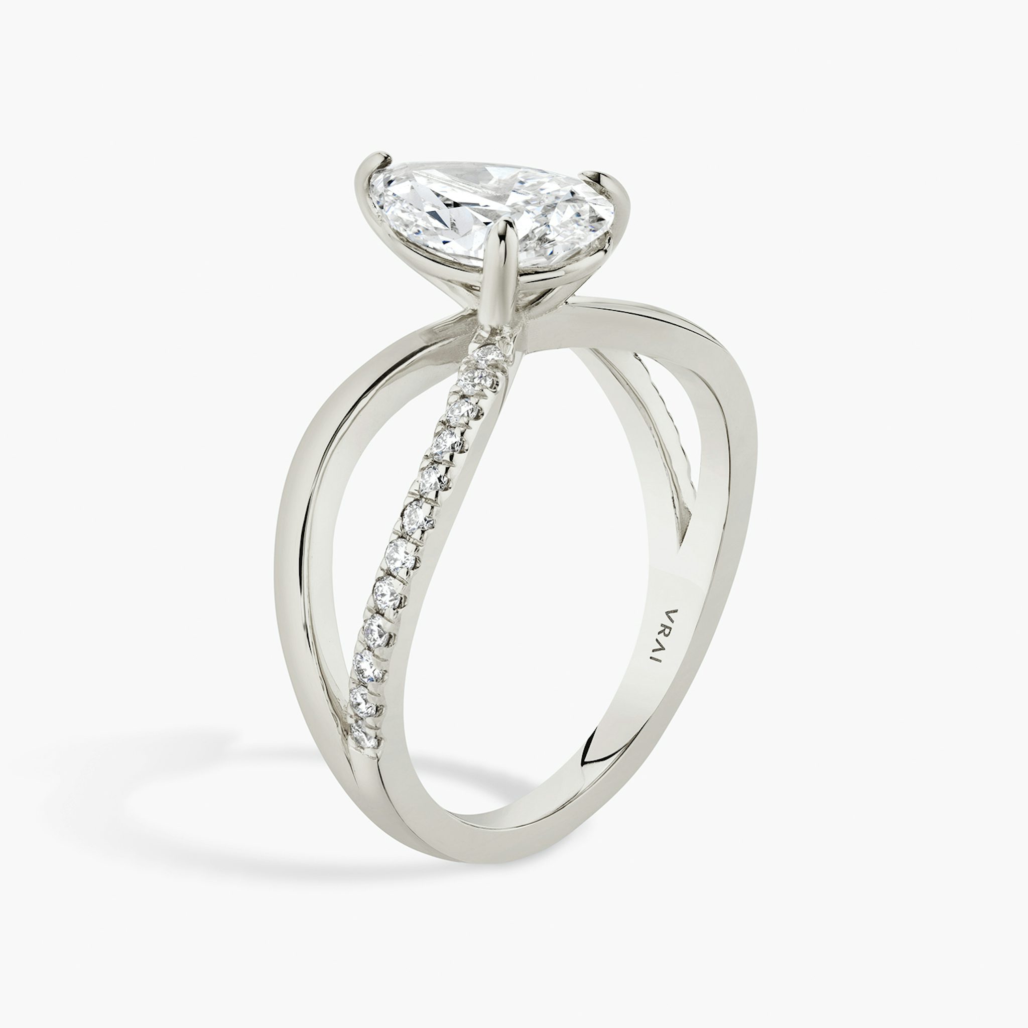 The Duet | Pear | 18k | White Gold | bandAccent: Pavé | diamondOrientation: vertical | caratWeight: other