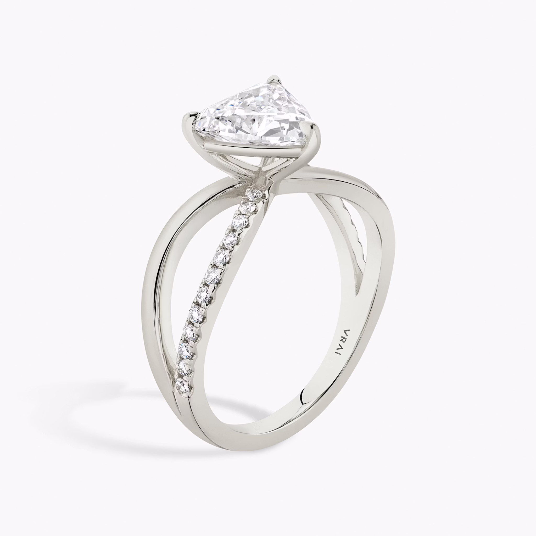 The Duet | Trillion | 18k | White Gold | bandAccent: Pavé | diamondOrientation: vertical | caratWeight: other