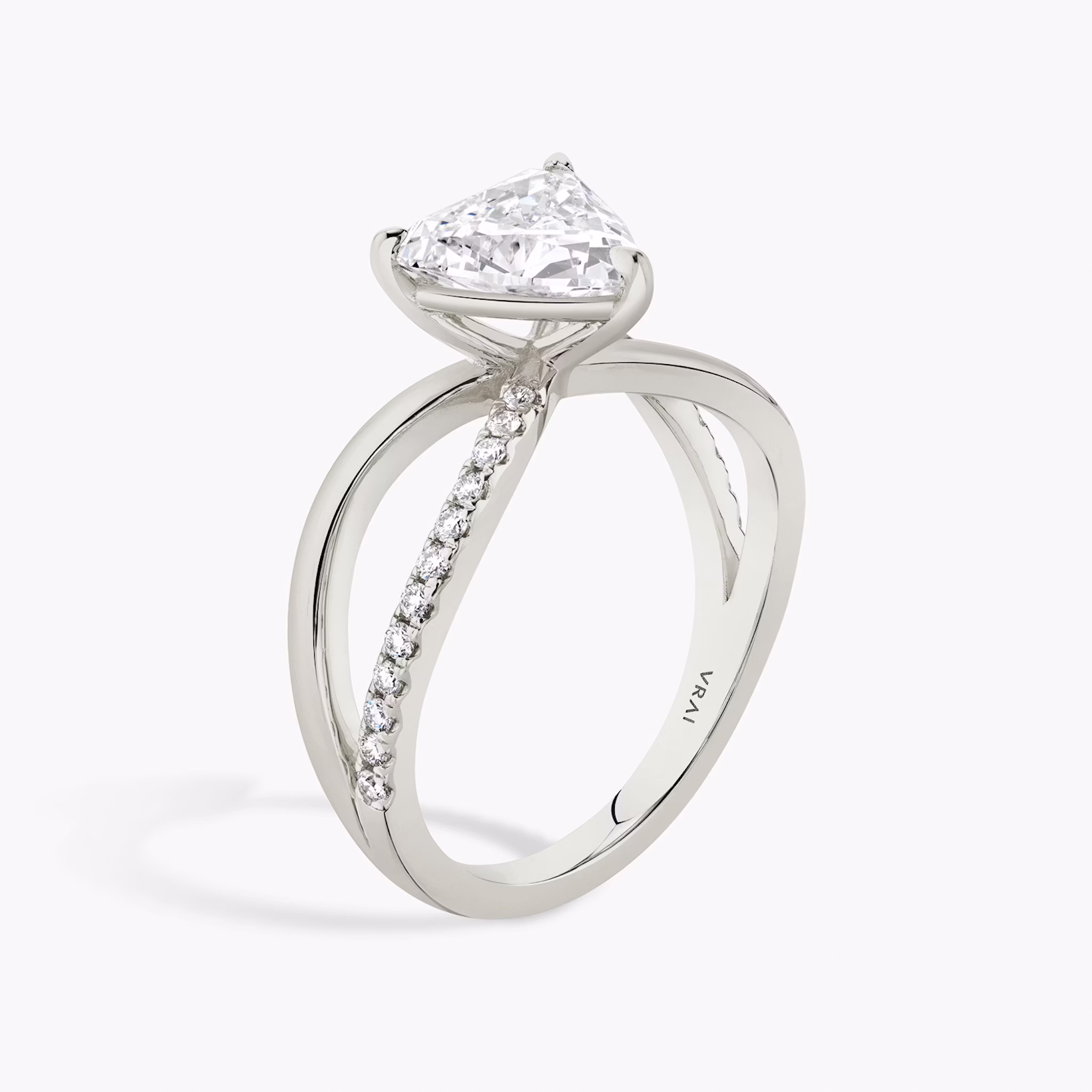 The Duet | Trillion | 18k | White Gold | bandAccent: Pavé | diamondOrientation: vertical | caratWeight: other