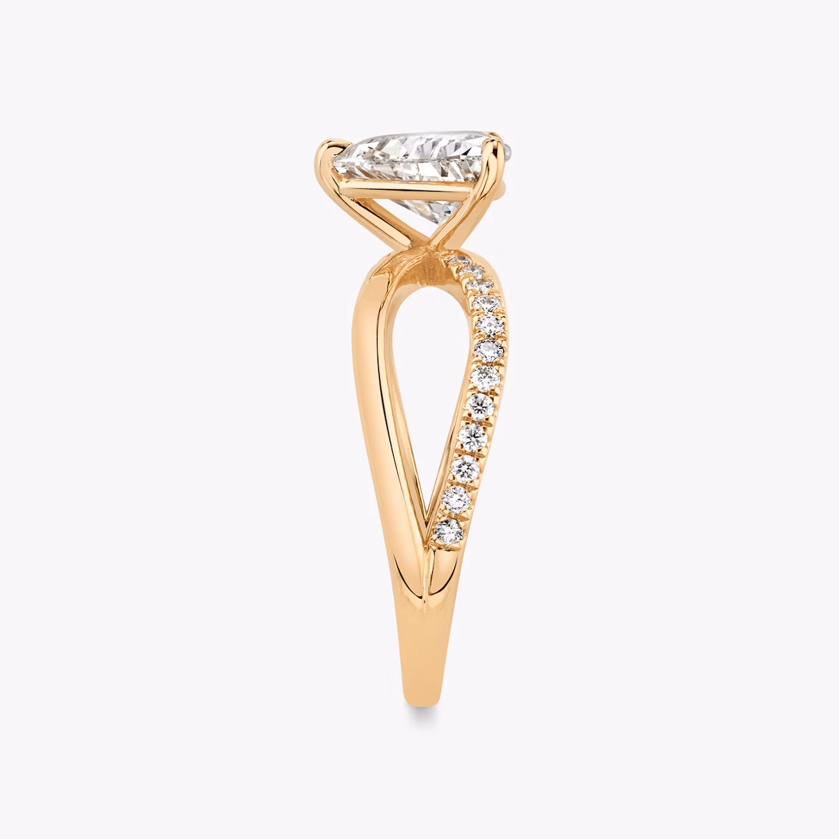 The Duet | Trillion | 14k | Rose Gold | bandAccent: Pavé | diamondOrientation: vertical | caratWeight: other