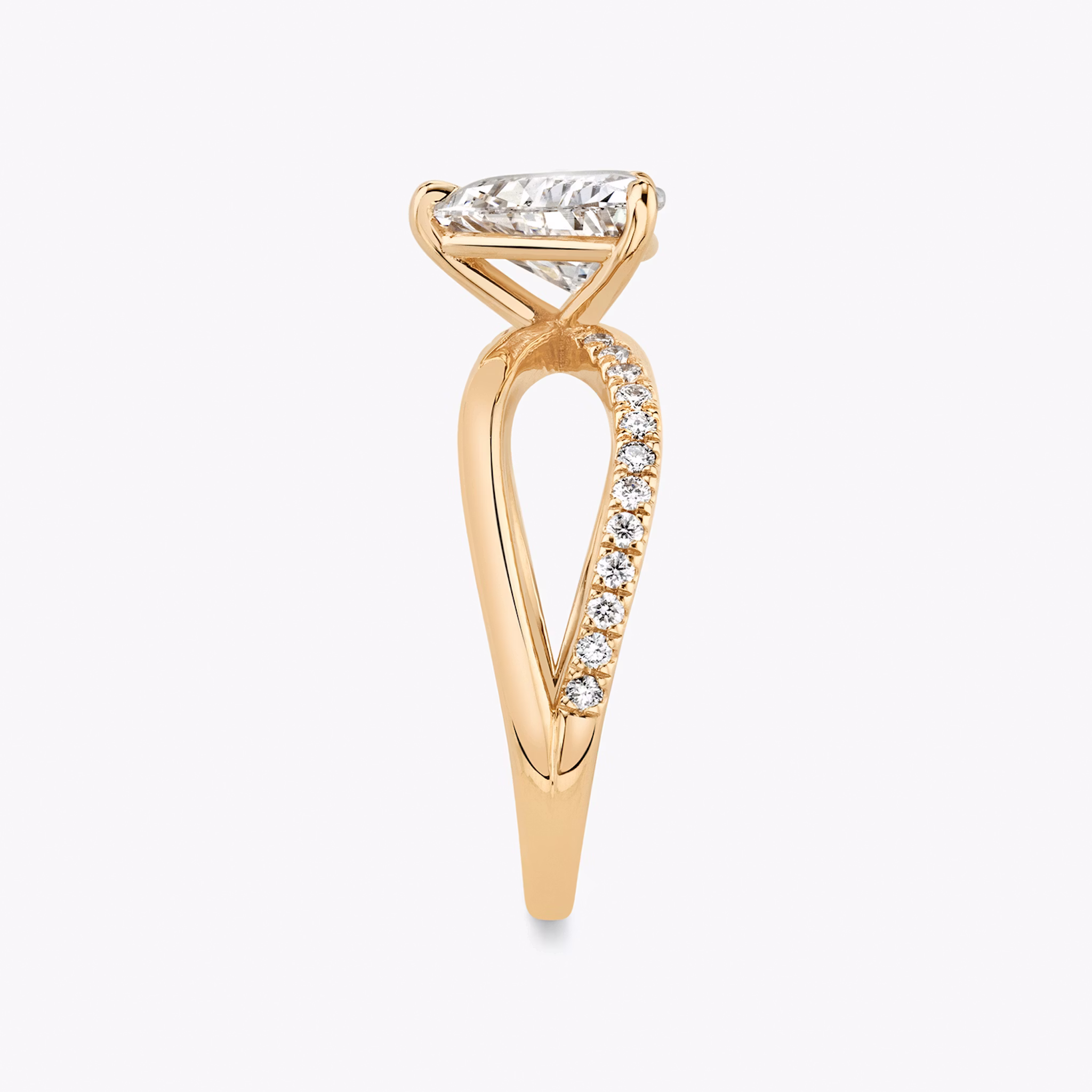 The Duet | Trillion | 14k | Rose Gold | bandAccent: Pavé | diamondOrientation: vertical | caratWeight: other