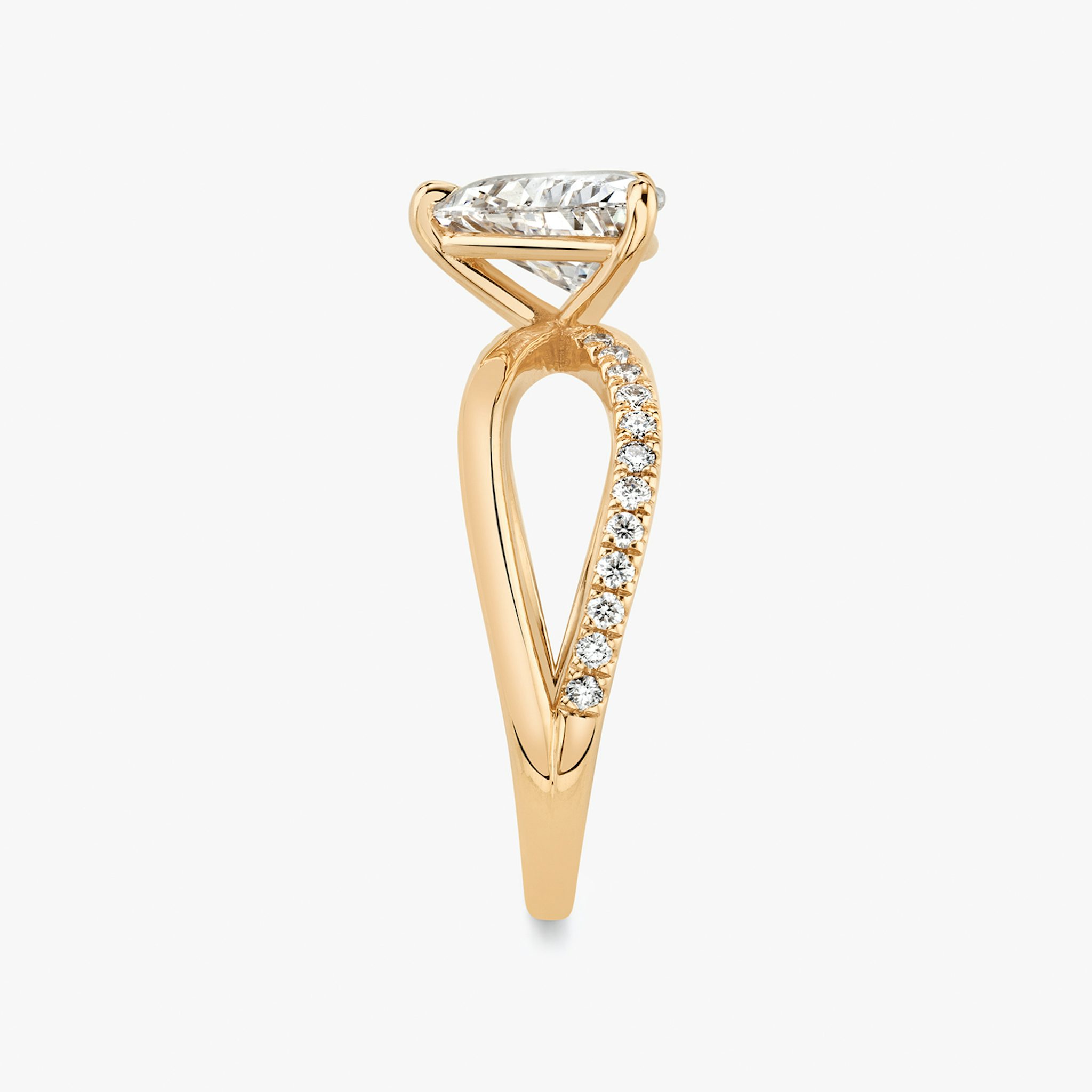 The Duet | Trillion | 14k | Rose Gold | bandAccent: Pavé | diamondOrientation: vertical | caratWeight: other