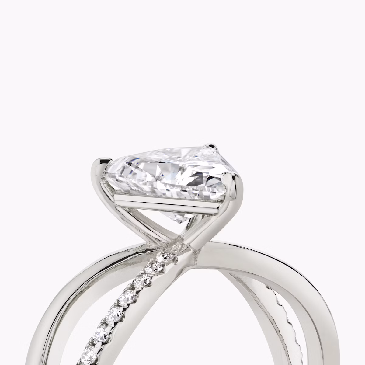 The Duet | Trillion | 18k | White Gold | bandAccent: Pavé | diamondOrientation: vertical | caratWeight: other
