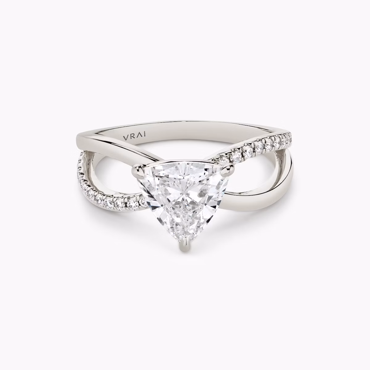 The Duet | Trillion | 18k | White Gold | bandAccent: Pavé | diamondOrientation: vertical | caratWeight: other
