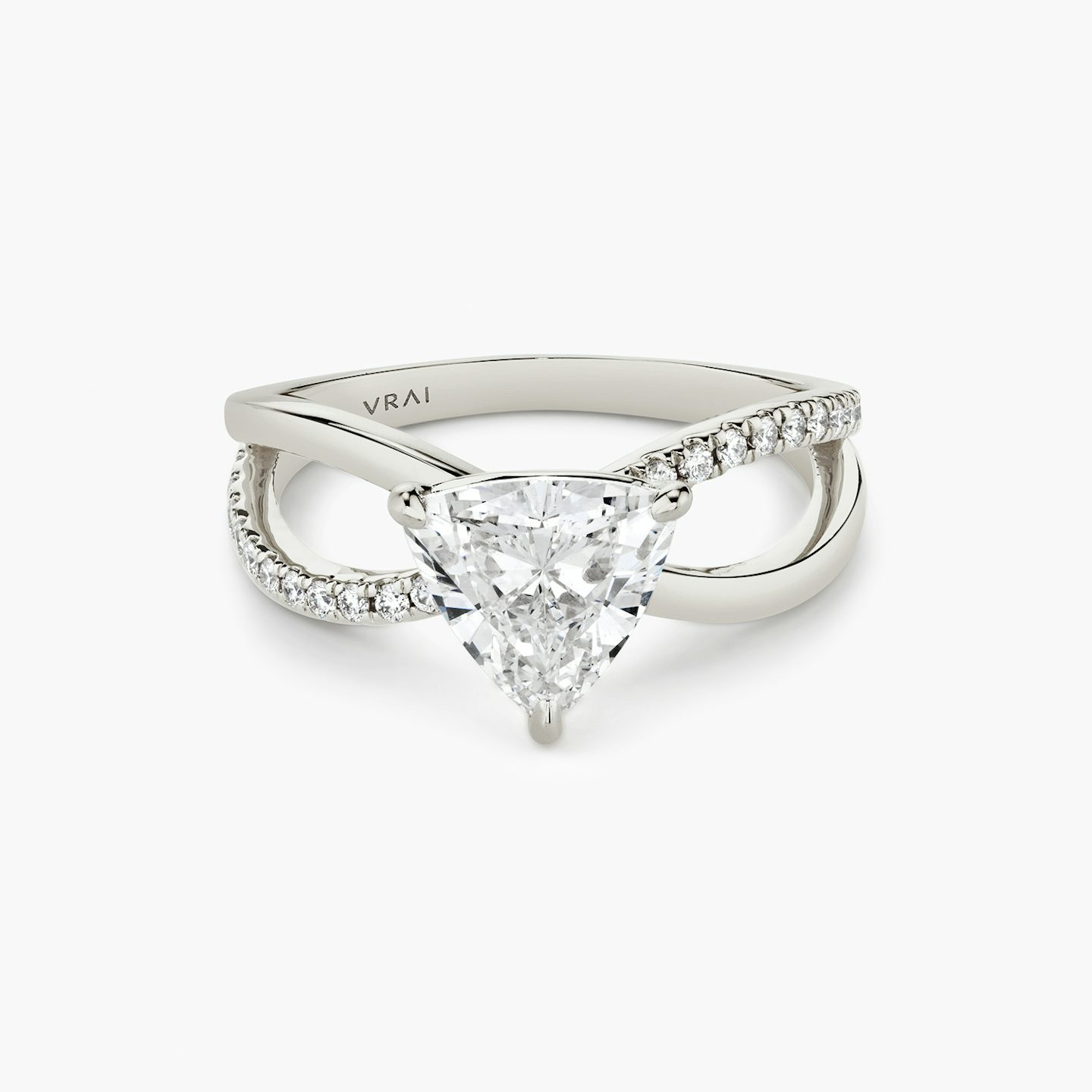 The Duet | Trillion | 18k | White Gold | bandAccent: Pavé | diamondOrientation: vertical | caratWeight: other