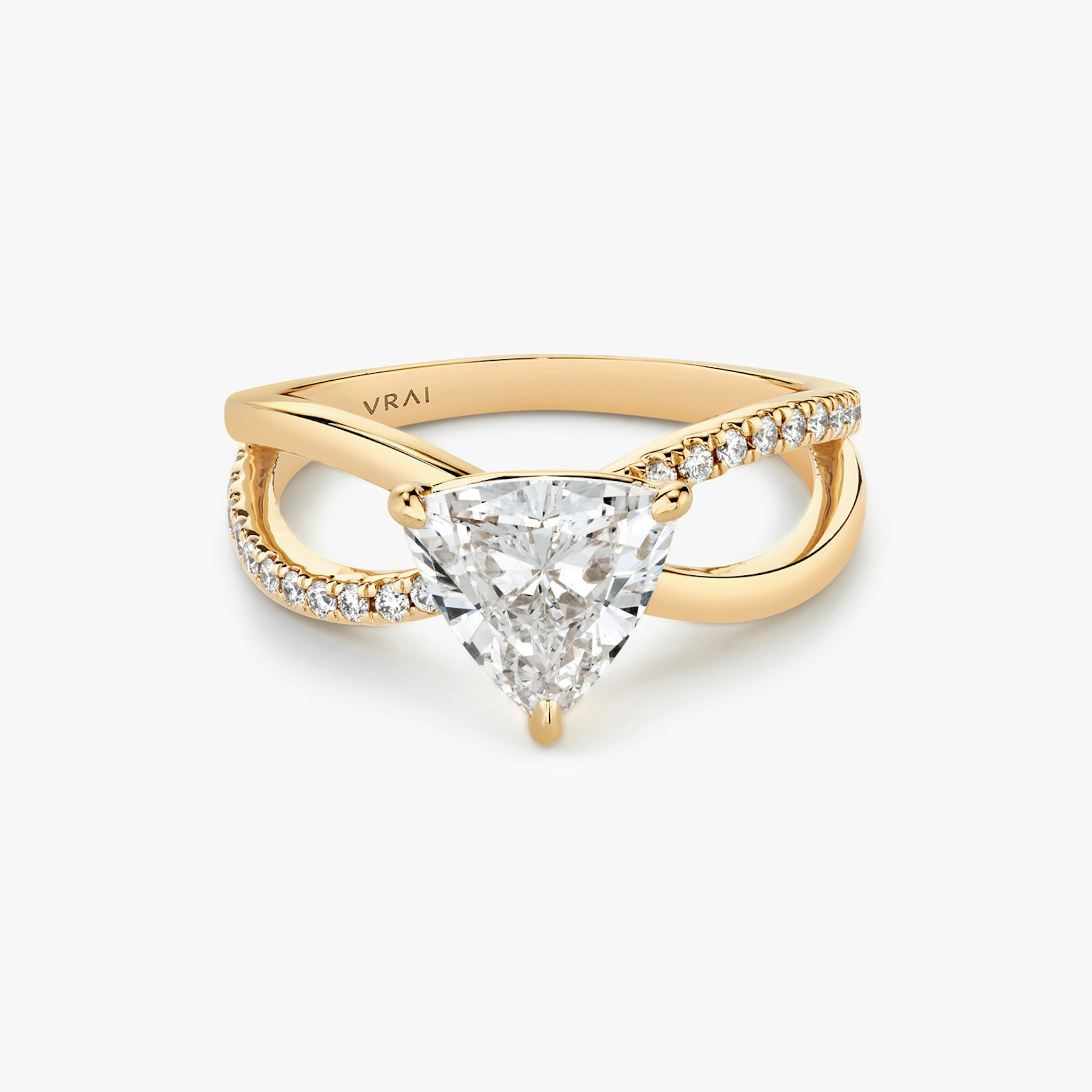 The Duet | Trillion | 14k | Rose Gold | bandAccent: Pavé | diamondOrientation: vertical | caratWeight: other
