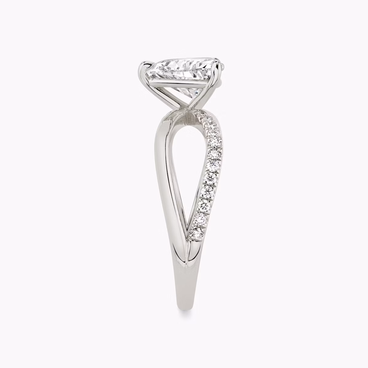 The Duet | Trillion | 18k | White Gold | bandAccent: Pavé | diamondOrientation: vertical | caratWeight: other