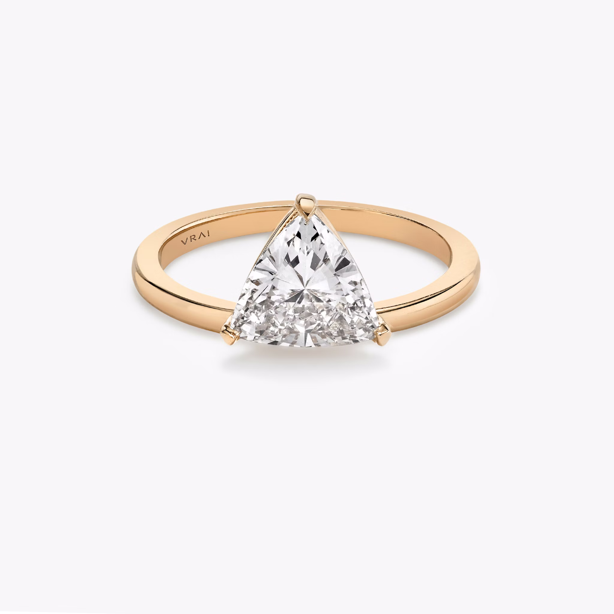 The Hover | Trillion | 14k | Rose Gold | bandAccent: Plain | diamondOrientation: vertical | caratWeight: other