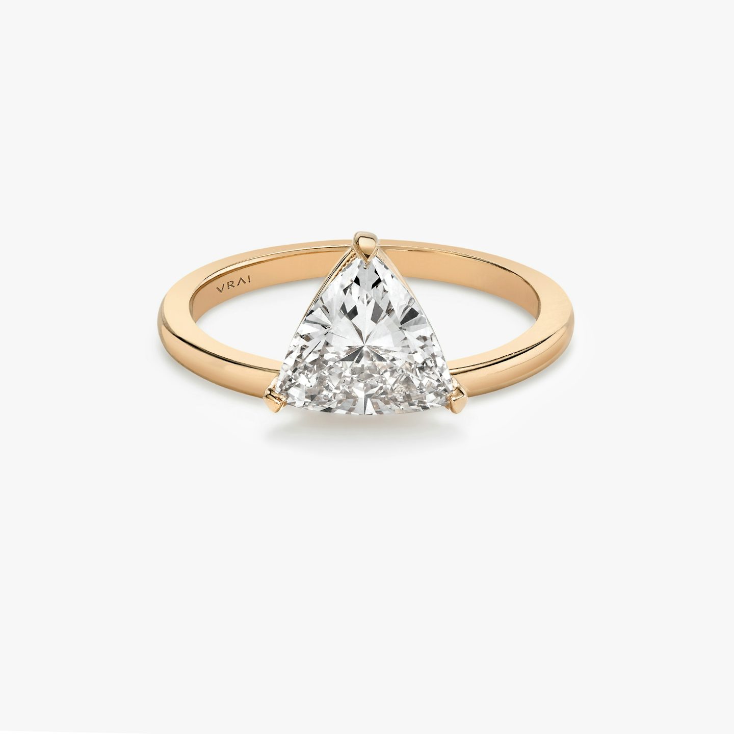 Bague de fiançailles Hover | Trillion | 14k | Or rose | bandAccent: Simple | diamondOrientation: vertical | caratWeight: other