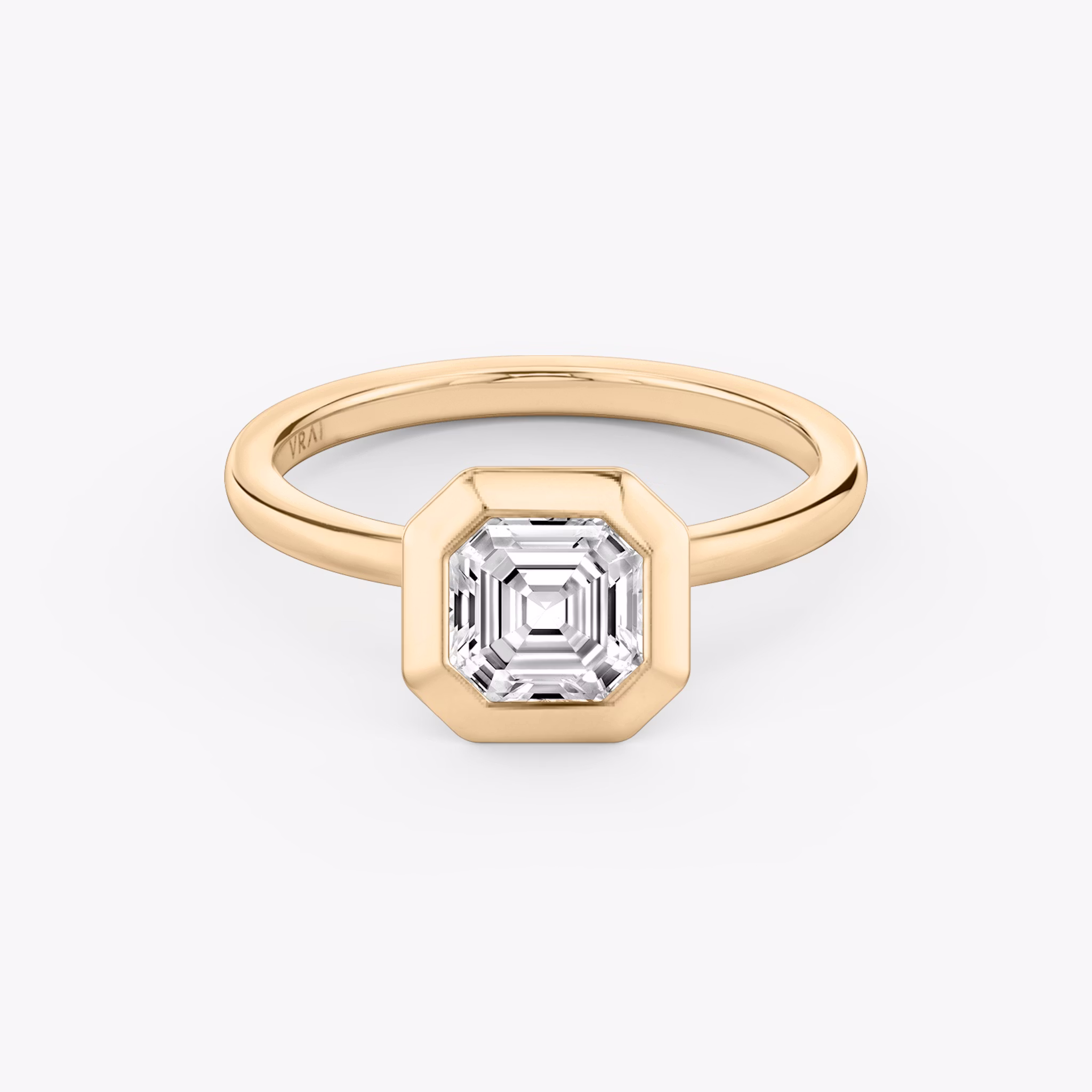 The Signature Bezel | Asscher | 14k | Rose Gold | bandAccent: Plain | diamondOrientation: horizontal | caratWeight: other