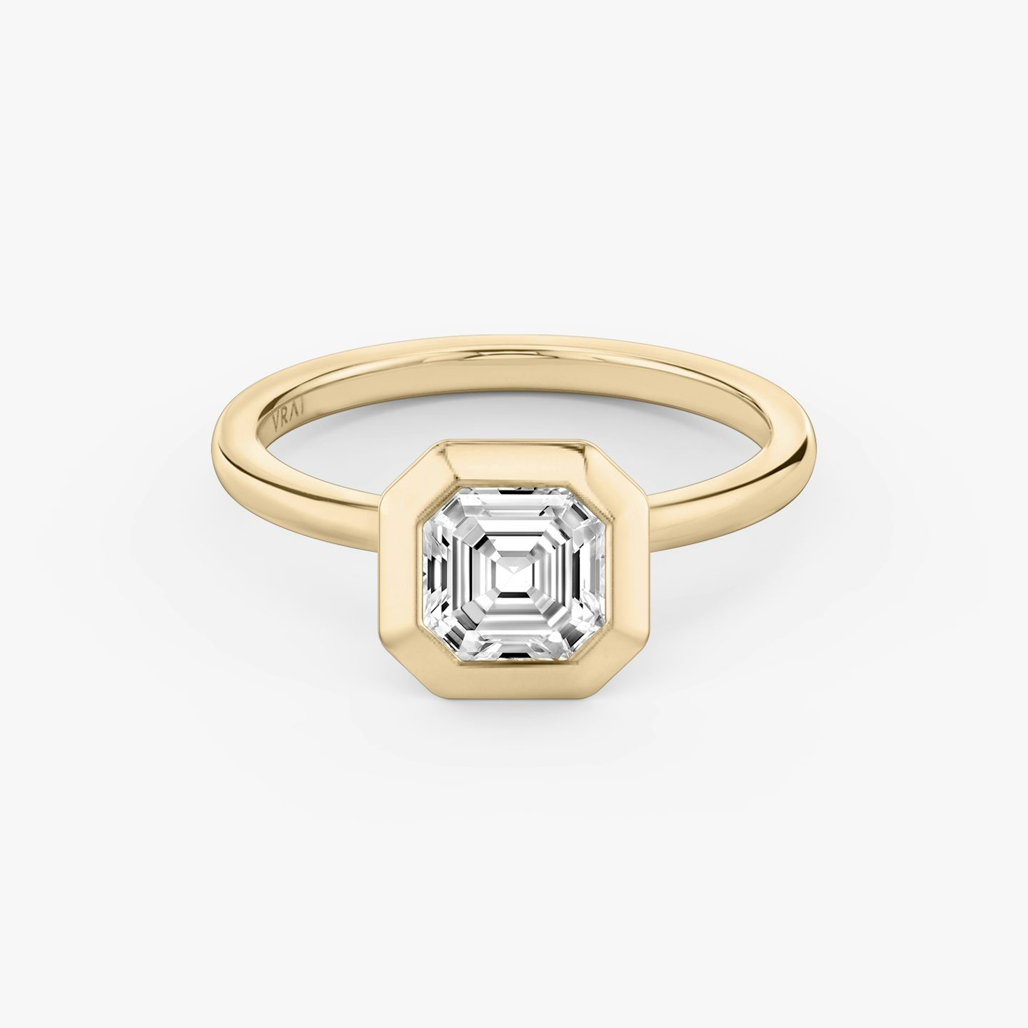 Anillo de compromiso Signature Bezel | Asscher | 14k | Oro rosa | bandAccent: Simple | diamondOrientation: vertical | caratWeight: other