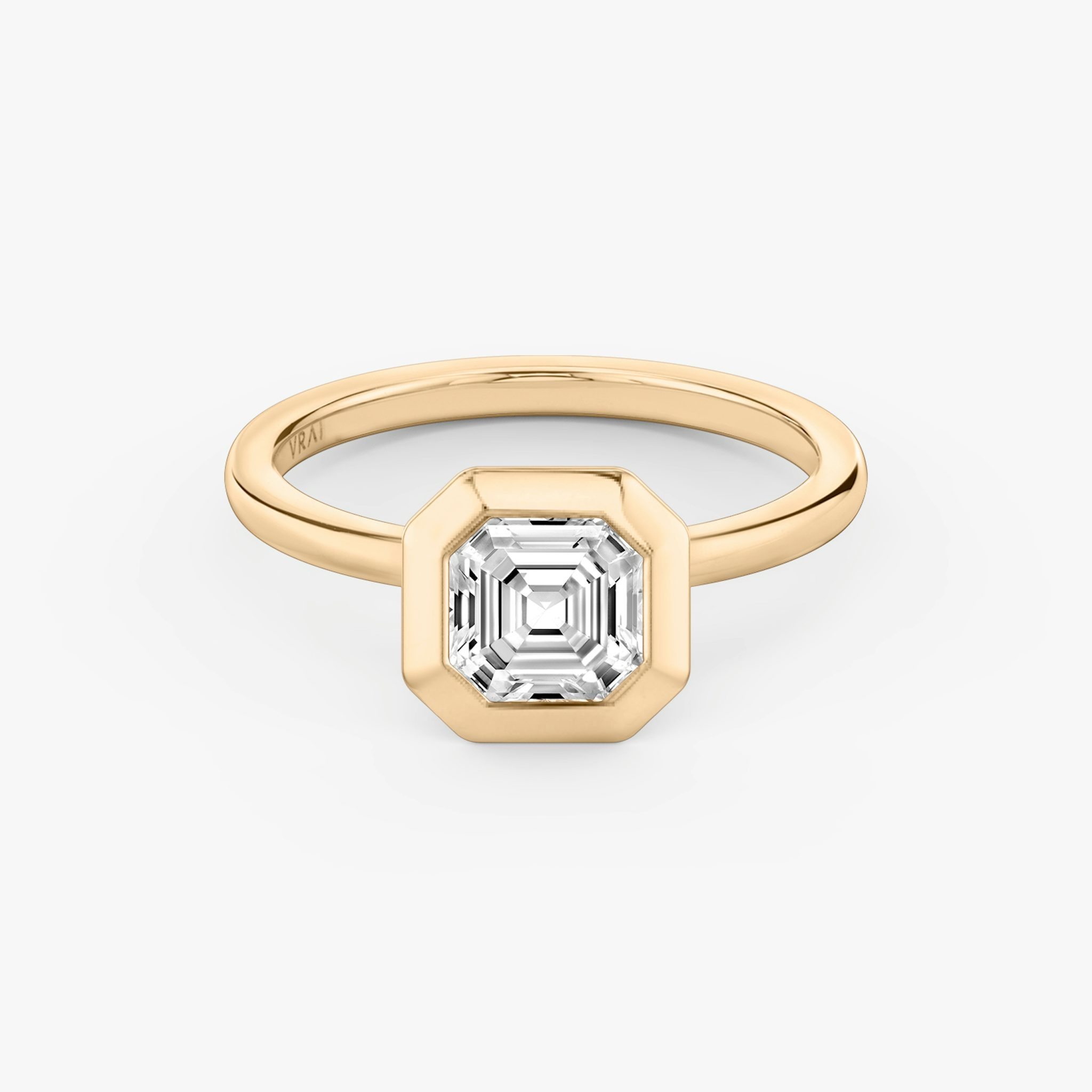 The Signature Bezel | Asscher | 14k | Rose Gold | bandAccent: Plain | diamondOrientation: horizontal | caratWeight: other