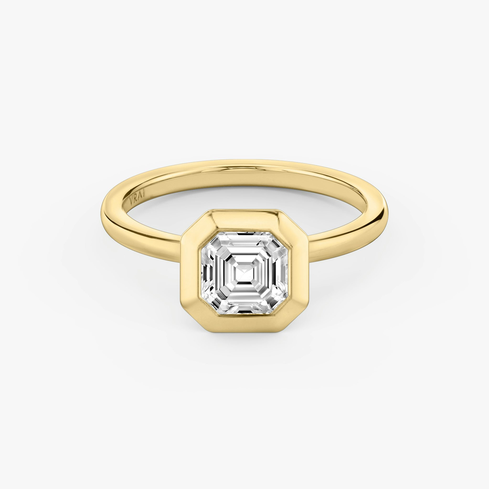 The Signature Bezel | Asscher | 18k | Yellow Gold | bandAccent: Plain | diamondOrientation: vertical | caratWeight: other