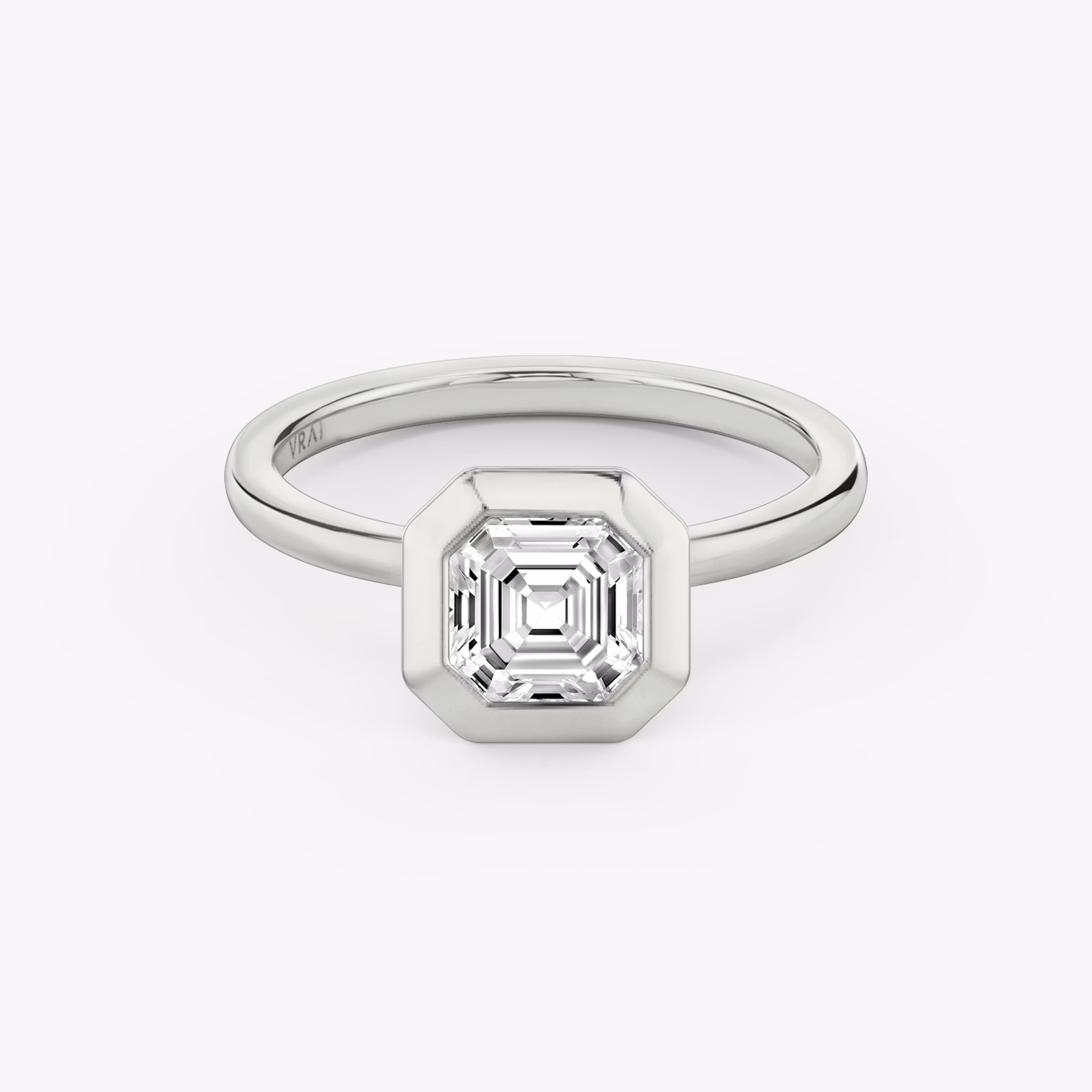 platinum signature bezel asscher engagement ring