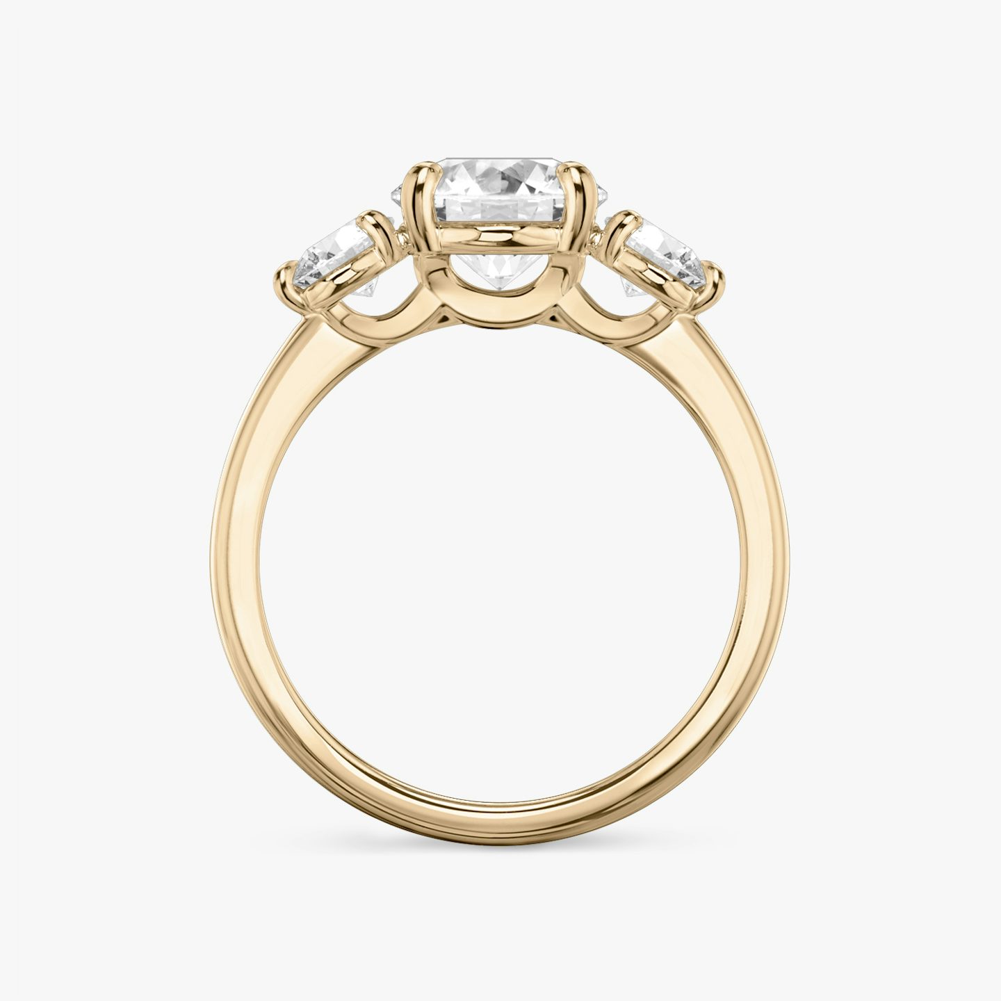 Bague de fiançailles Three Stone | Rond Brillant | 14k | Or rose | bandAccent: Simple | caratWeight: other | sideStoneCarat: 0.25ct | sideStoneShape: Rond Brillant | diamondOrientation: vertical