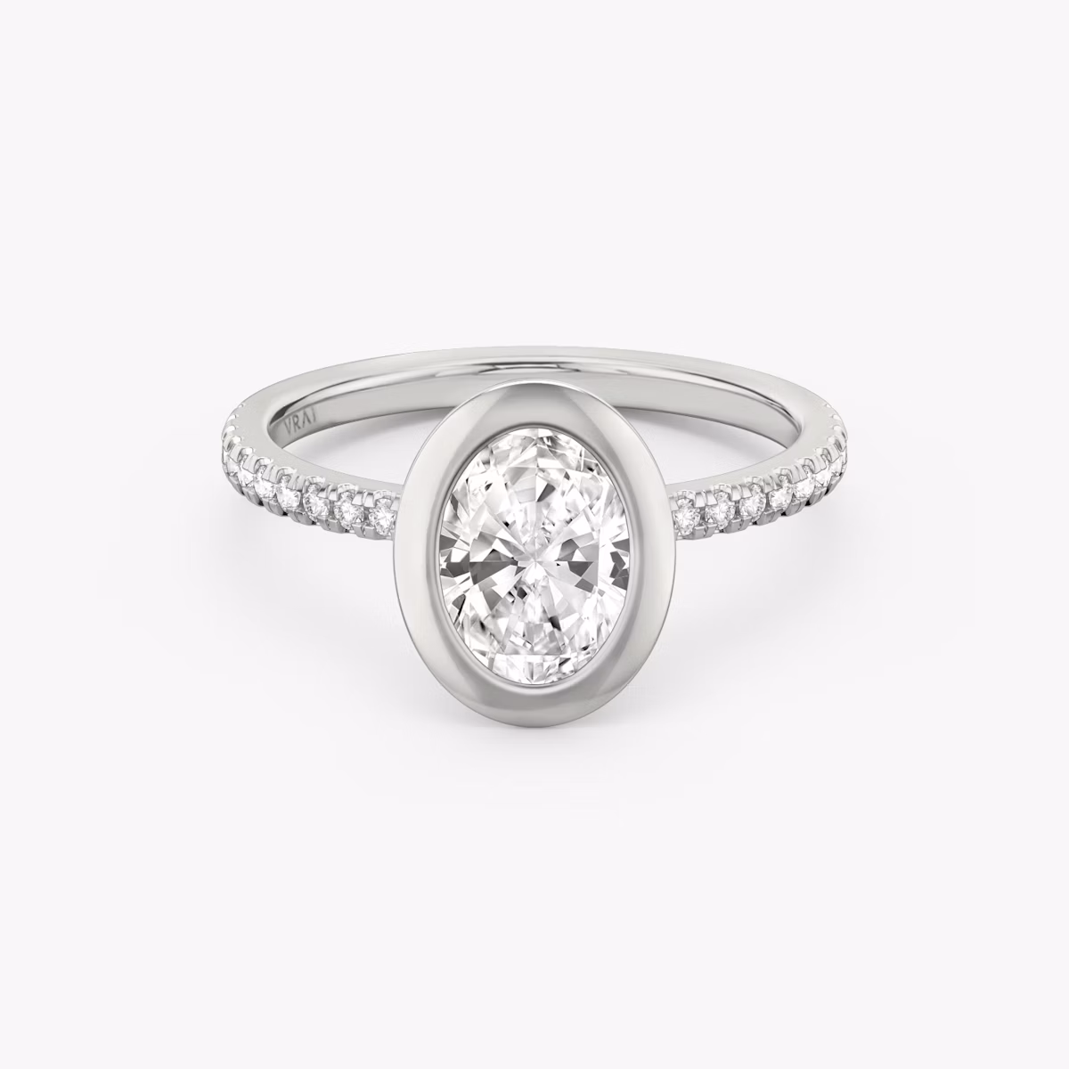The Signature Bezel | Oval | Platinum | bandAccent: Pavé | diamondOrientation: vertical | caratWeight: other