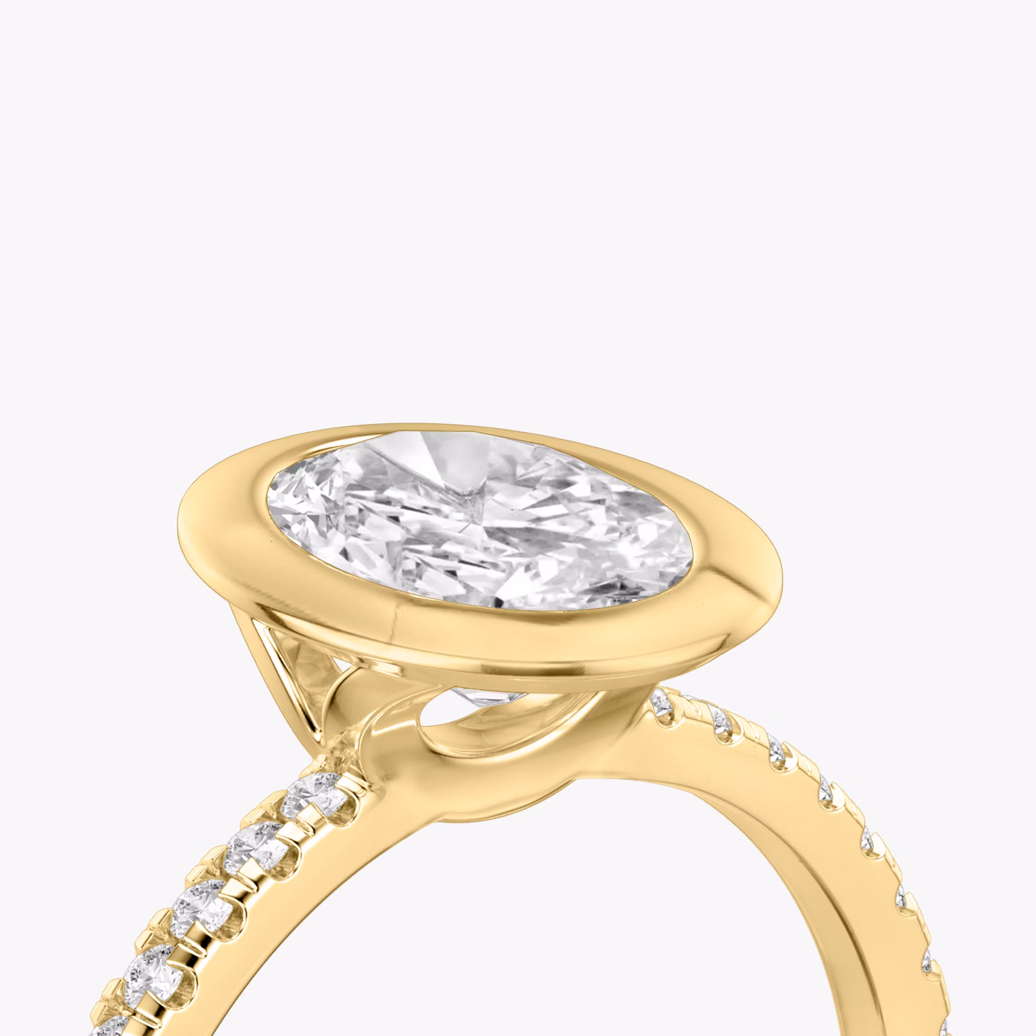 The Signature Bezel | Oval | 18k | Yellow Gold | bandAccent: Pavé | diamondOrientation: vertical | caratWeight: other