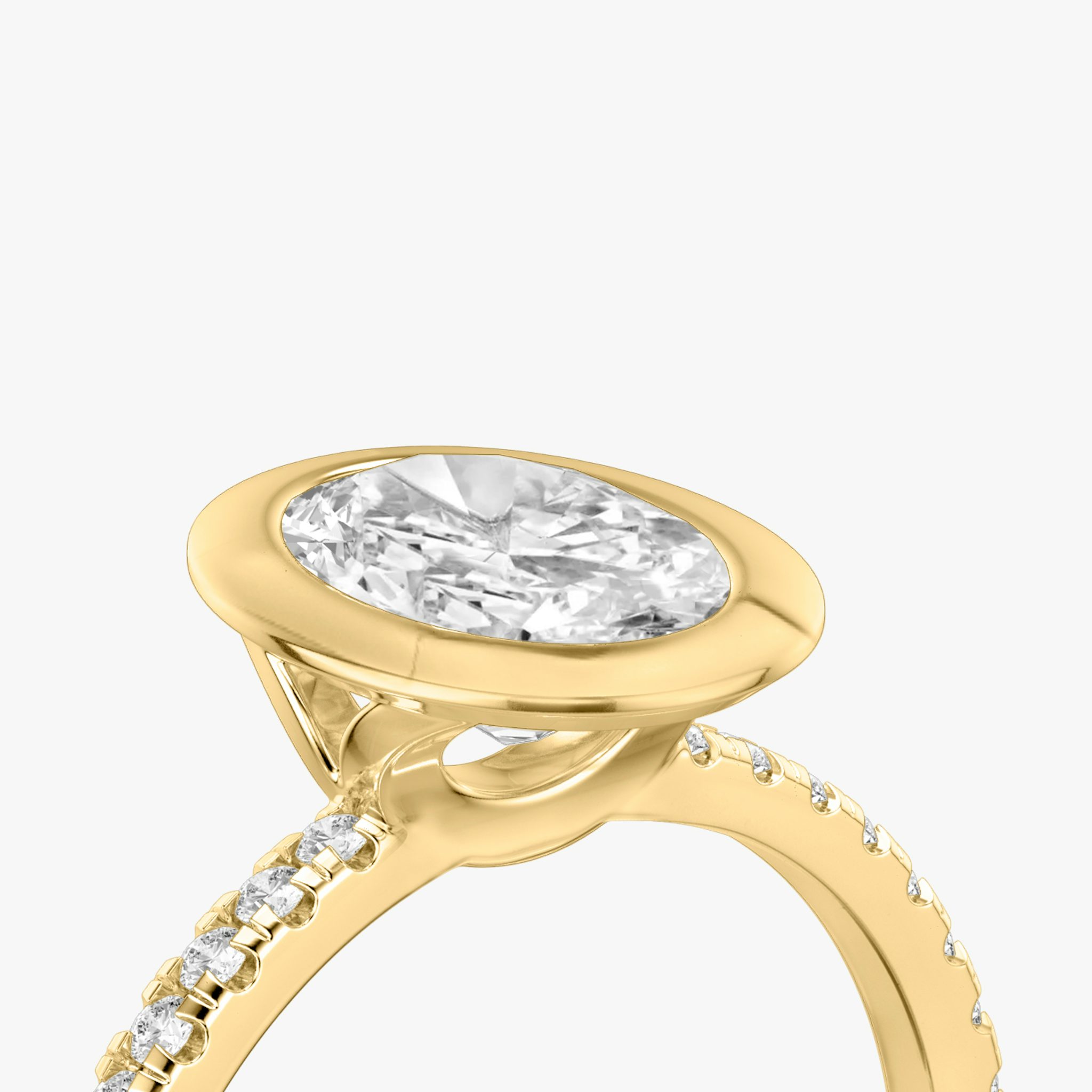 The Signature Bezel | Oval | 18k | Yellow Gold | bandAccent: Pavé | diamondOrientation: vertical | caratWeight: other