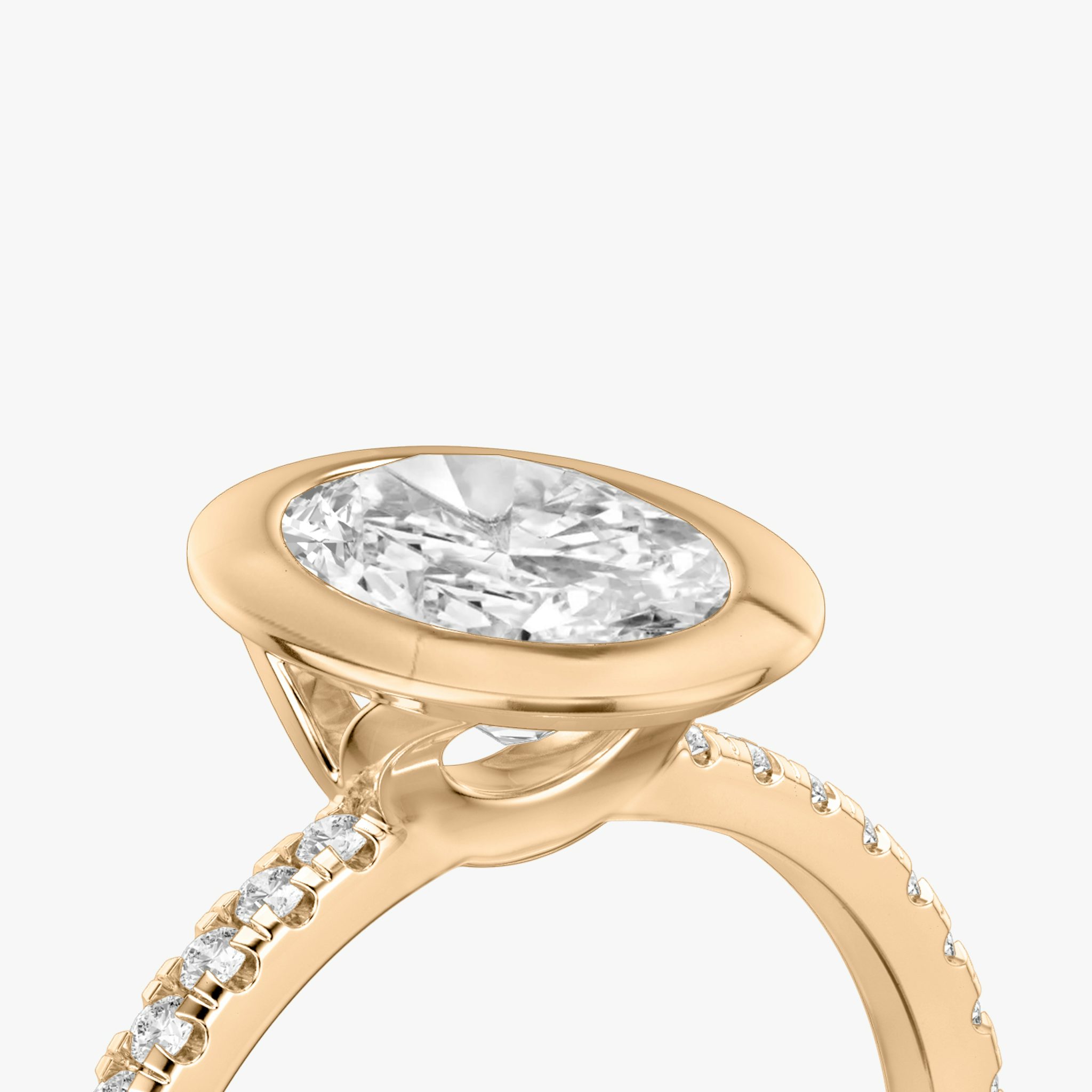 The Signature Bezel | Oval | 14k | Rose Gold | bandAccent: Pavé | diamondOrientation: vertical | caratWeight: other