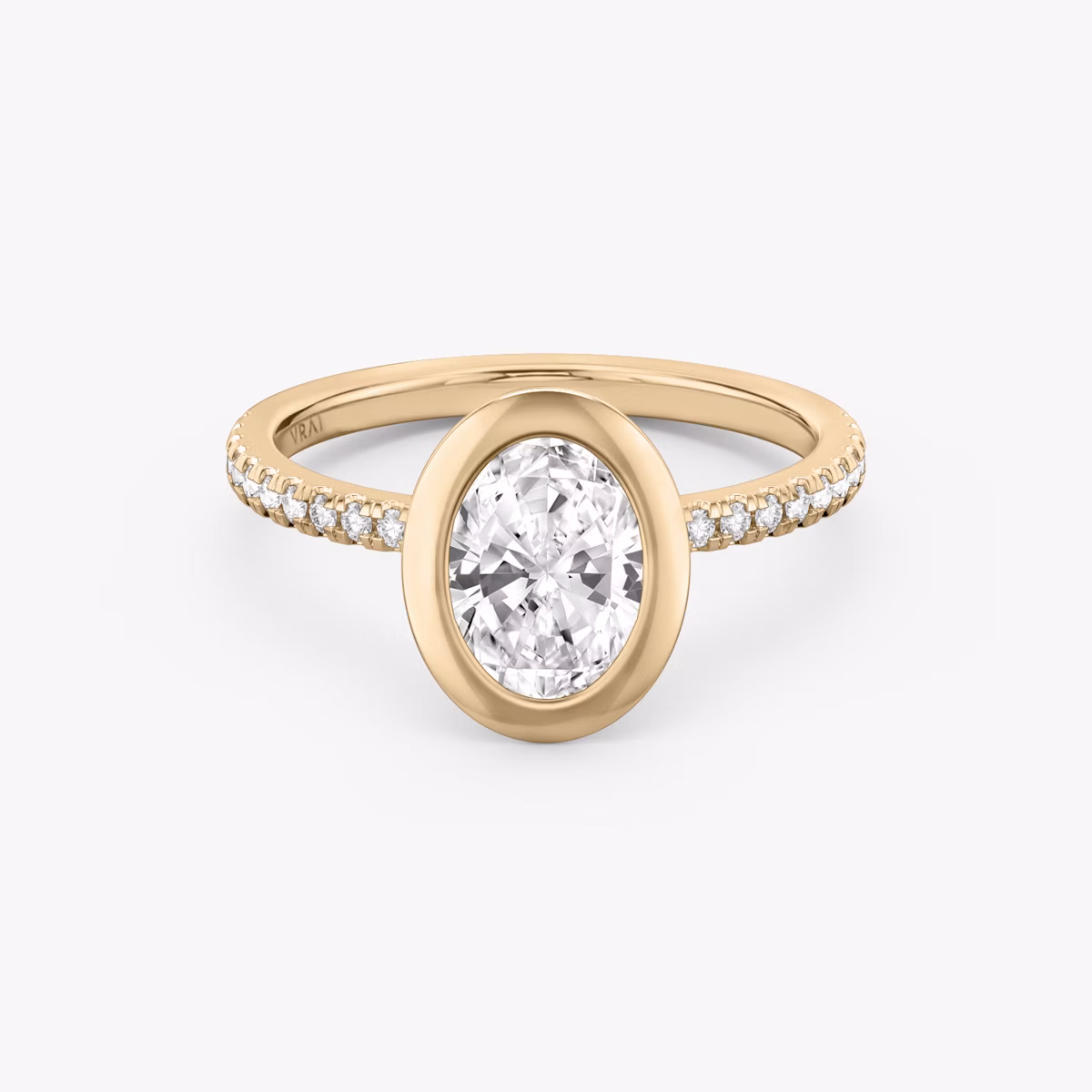 Signature Bezel | Oval | 14k | Roségold | bandAccent: Mit Pavé-Besatz | diamondOrientation: vertical | caratWeight: other