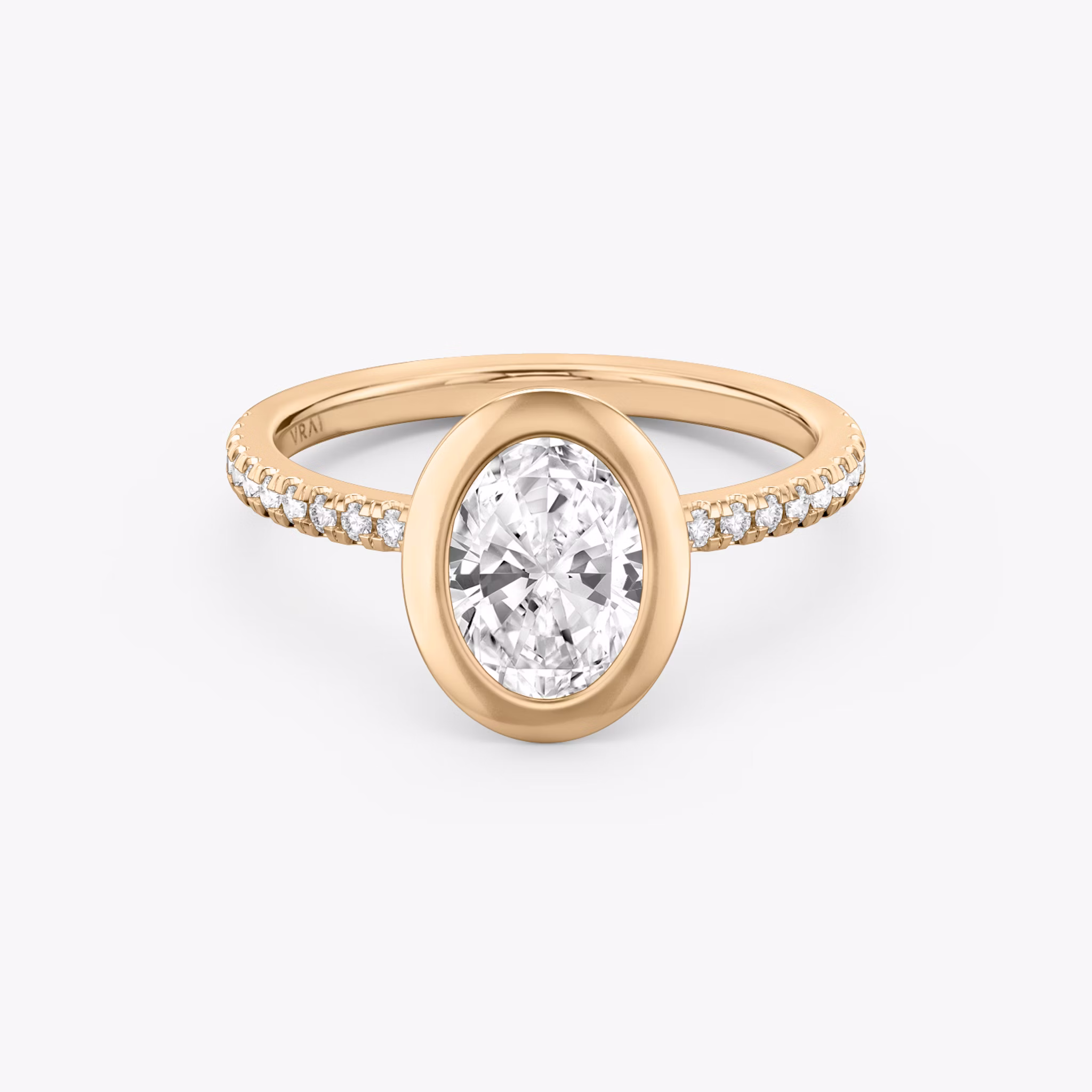 The Signature Bezel | Oval | 14k | Rose Gold | bandAccent: Pavé | diamondOrientation: vertical | caratWeight: other