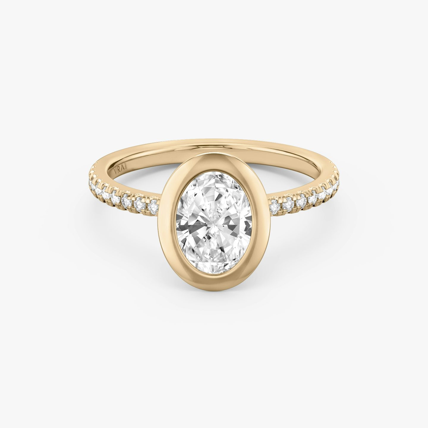 The Signature Bezel | Oval | 14k | Rose Gold | bandAccent: Pavé | diamondOrientation: vertical | caratWeight: other
