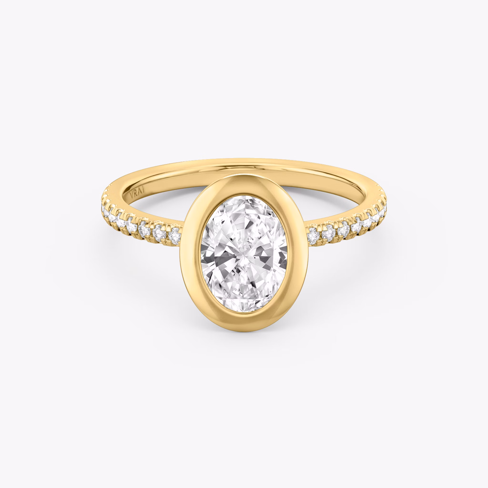 The Signature Bezel | Oval | 18k | Yellow Gold | bandAccent: Pavé | diamondOrientation: vertical | caratWeight: other