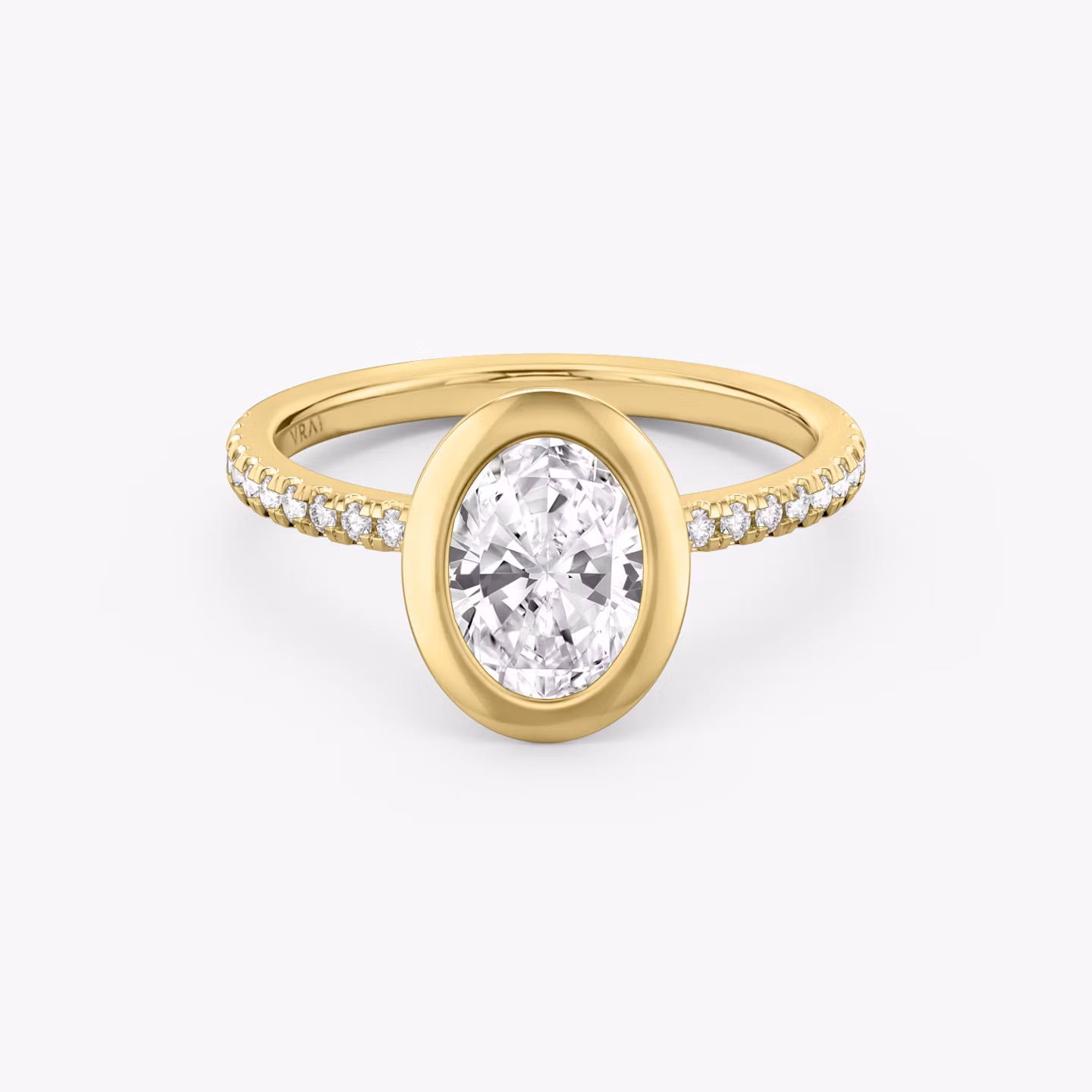The Signature Bezel | Oval | 18k | Yellow Gold | bandAccent: Pavé | diamondOrientation: vertical | caratWeight: other