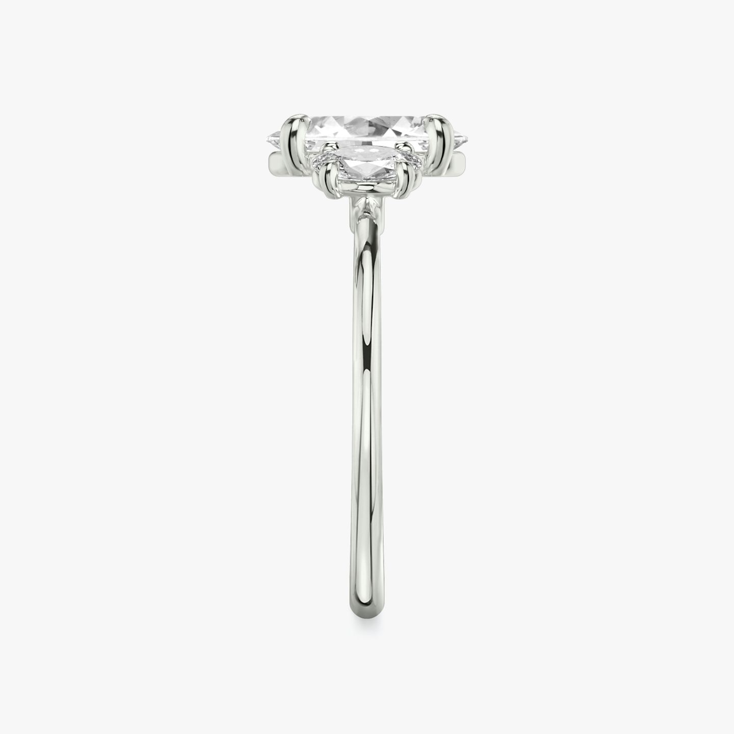 The Three Stone | Oval | Platinum | bandAccent: Plain | sideStoneCarat: 0.25ct | sideStoneShape: Oval | diamondOrientation: vertical | caratWeight: other