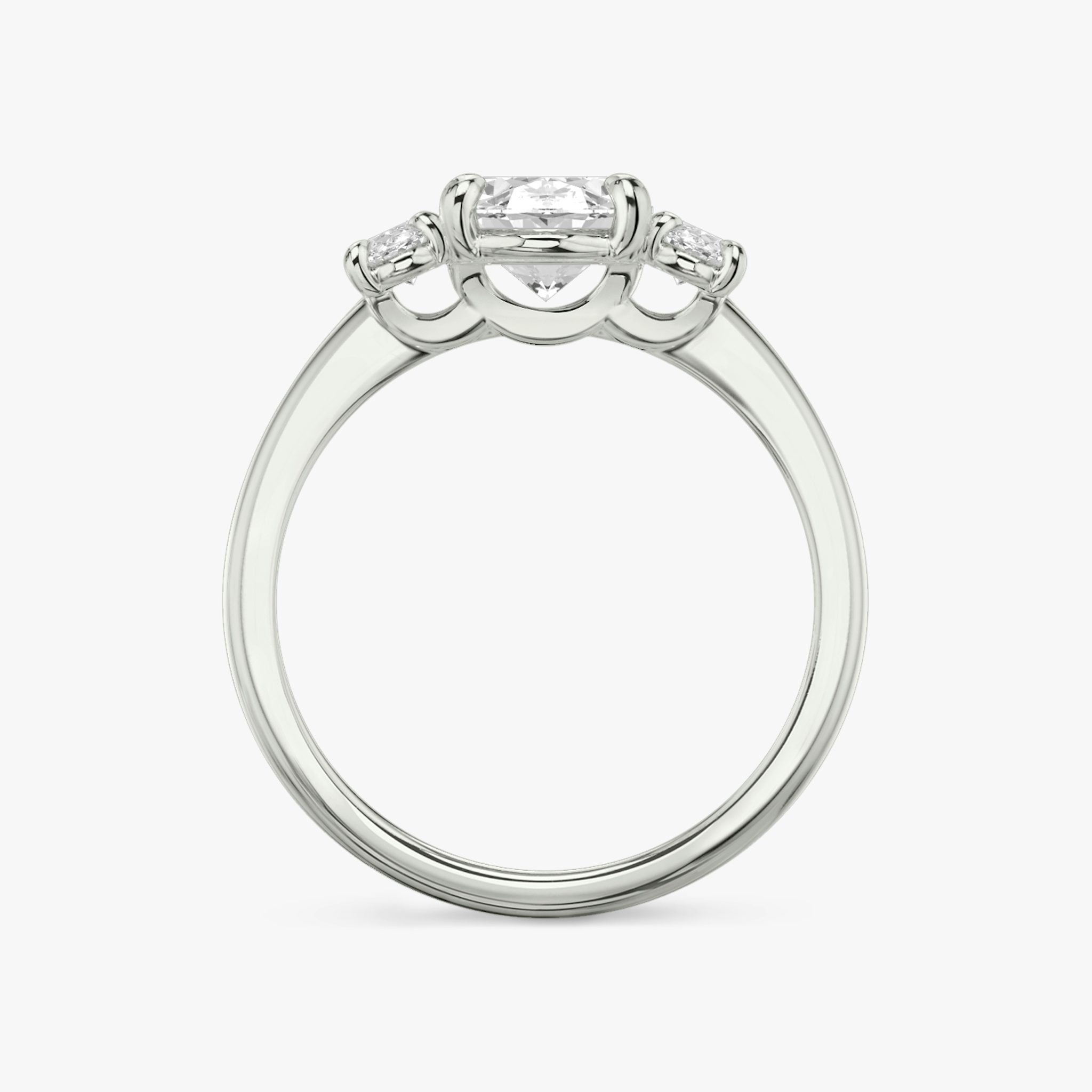 The Three Stone | Oval | Platinum | bandAccent: Plain | sideStoneCarat: 0.25ct | sideStoneShape: Oval | diamondOrientation: vertical | caratWeight: other