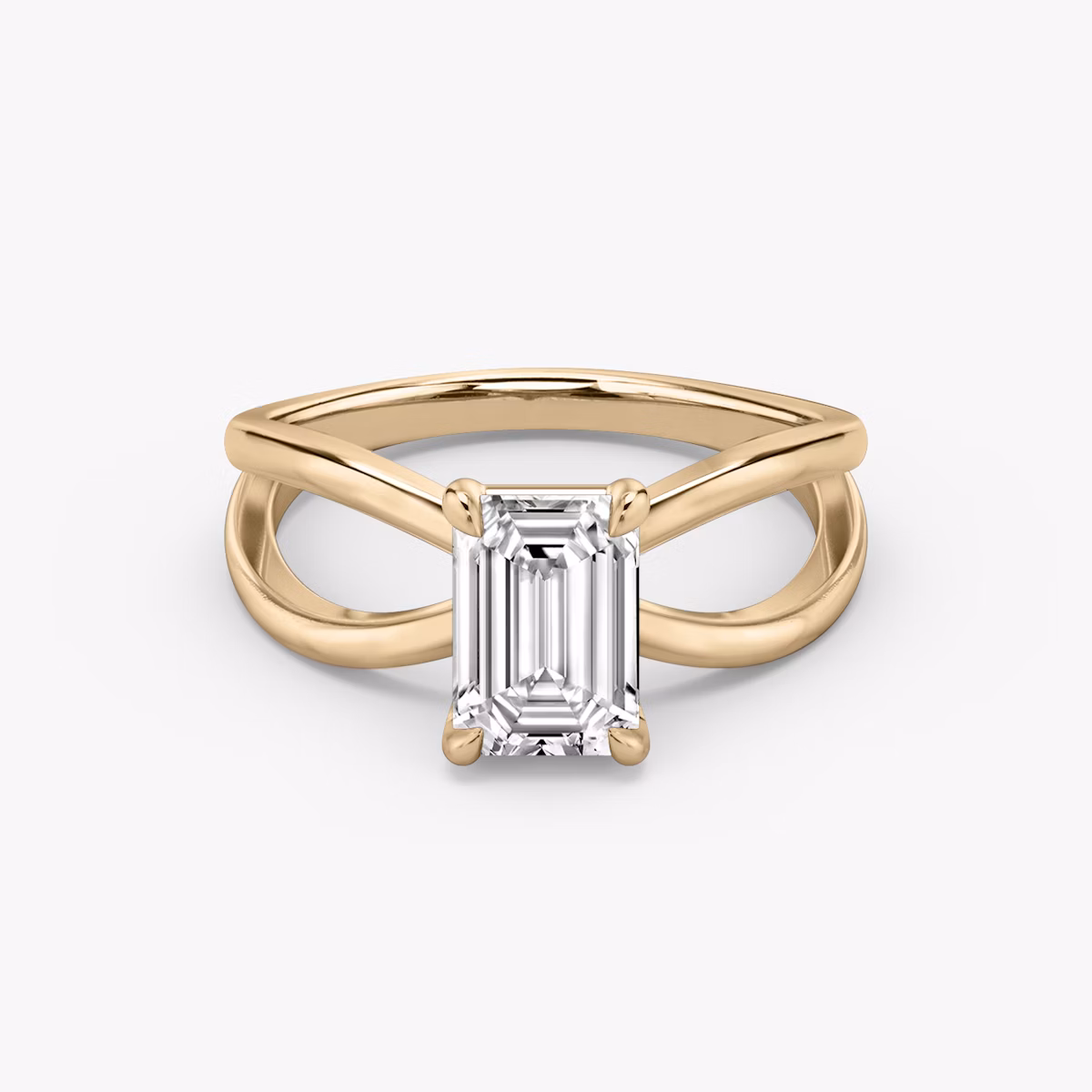 The Duet | Emerald | 14k | Rose Gold | bandAccent: Plain | diamondOrientation: vertical | caratWeight: other