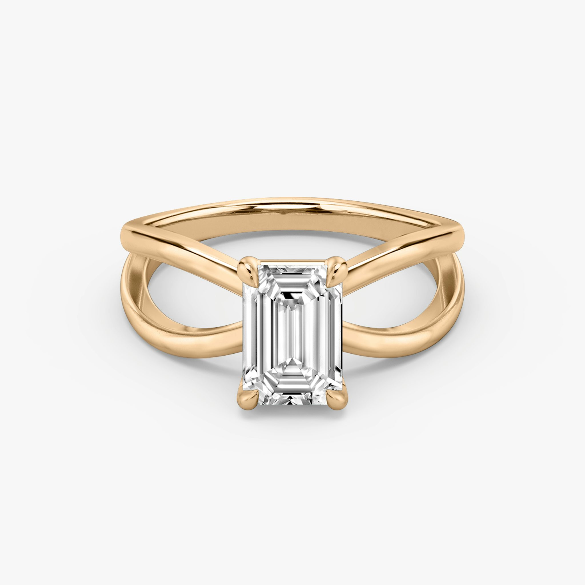 The Duet | Emerald | 14k | Rose Gold | bandAccent: Plain | diamondOrientation: vertical | caratWeight: other