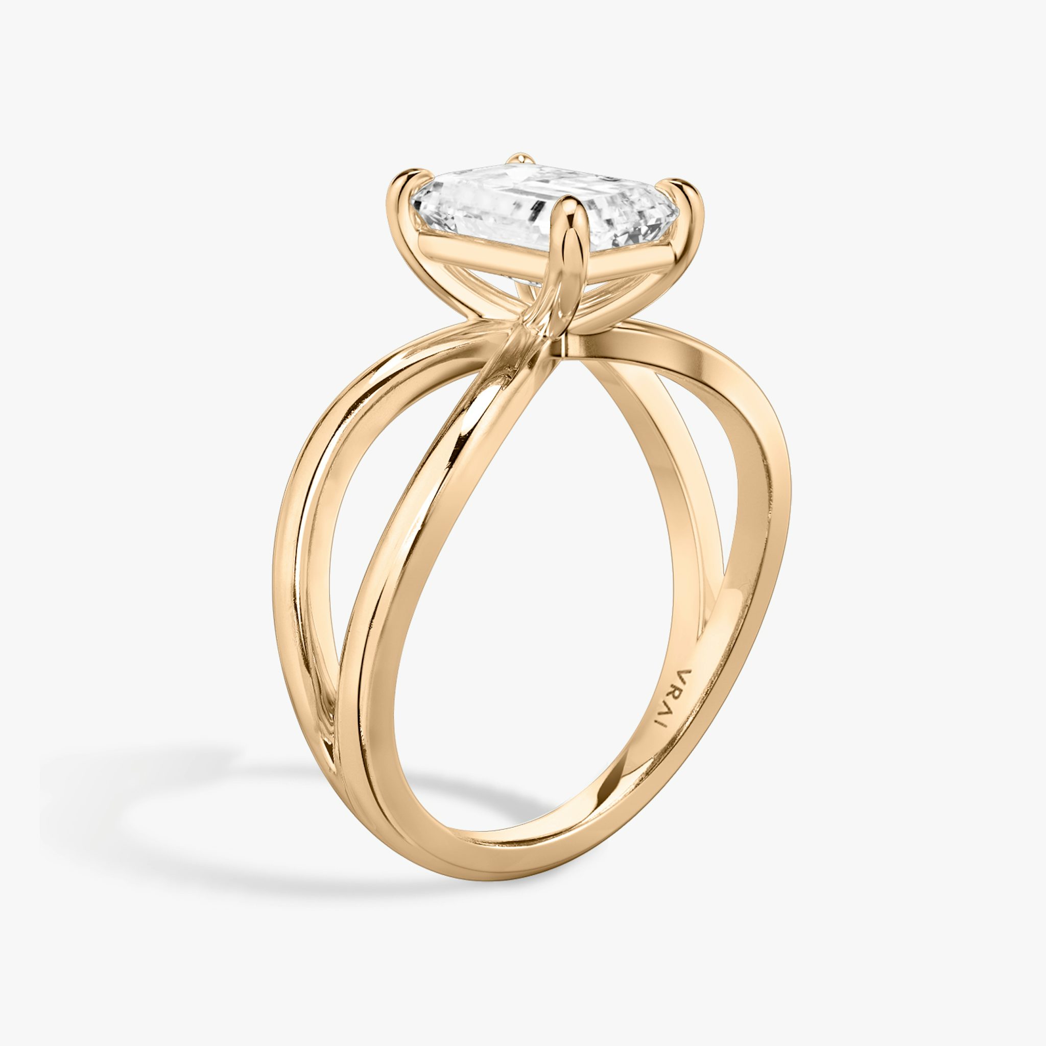 The Duet | Emerald | 14k | Rose Gold | bandAccent: Plain | diamondOrientation: vertical | caratWeight: other