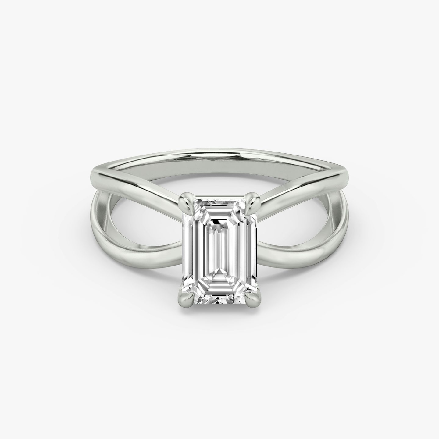 The Duet | Emerald | 18k | White Gold | bandAccent: Plain | diamondOrientation: vertical | caratWeight: other