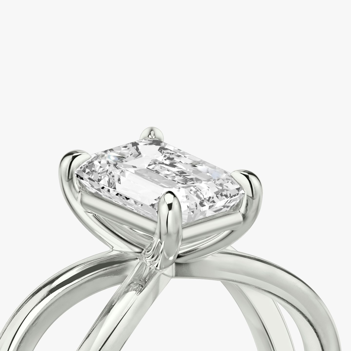 The Duet | Emerald | 18k | White Gold | bandAccent: Plain | diamondOrientation: vertical | caratWeight: other