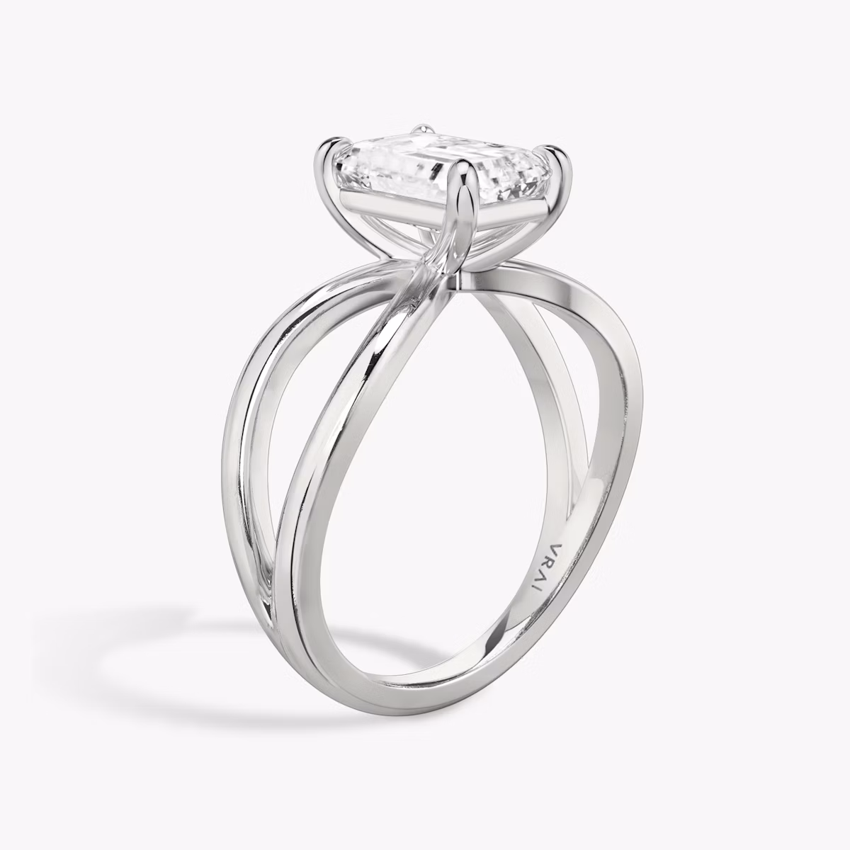 The Duet | Emerald | 18k | White Gold | bandAccent: Plain | diamondOrientation: vertical | caratWeight: other
