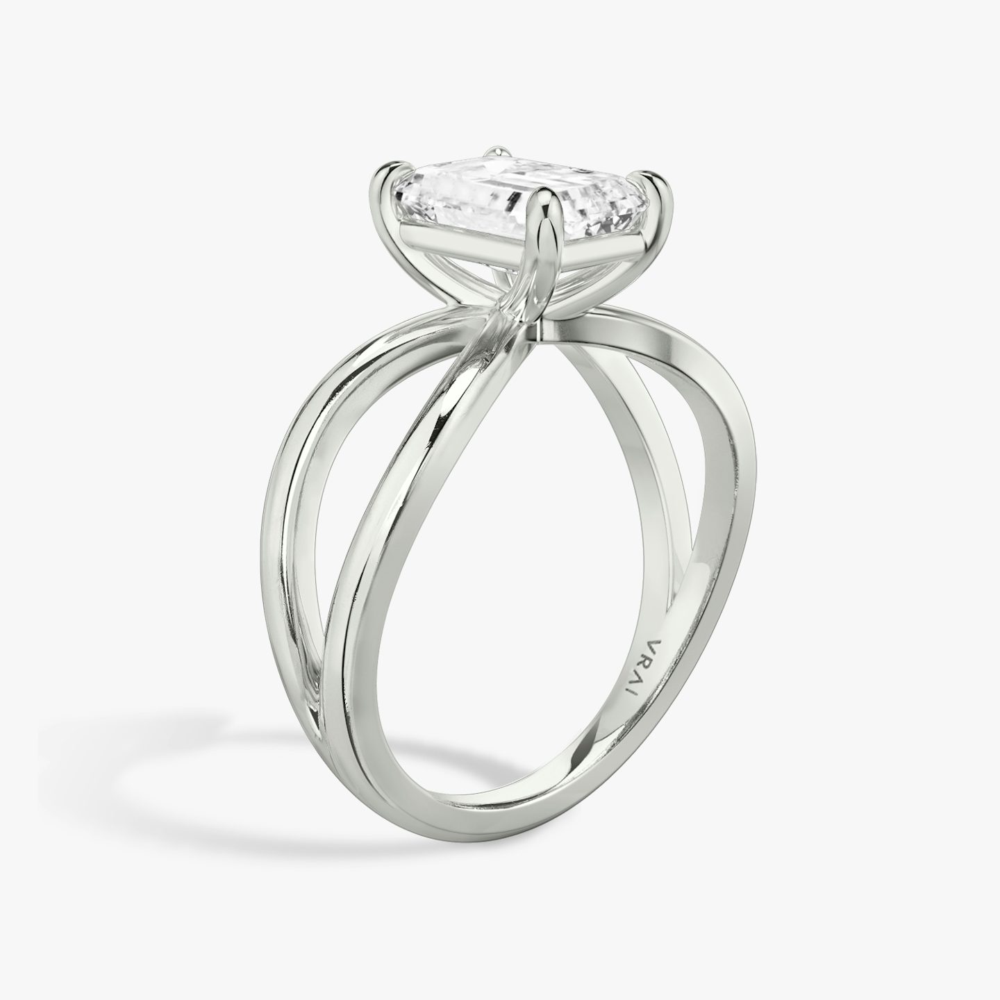 The Duet | Emerald | 18k | White Gold | bandAccent: Plain | diamondOrientation: vertical | caratWeight: other