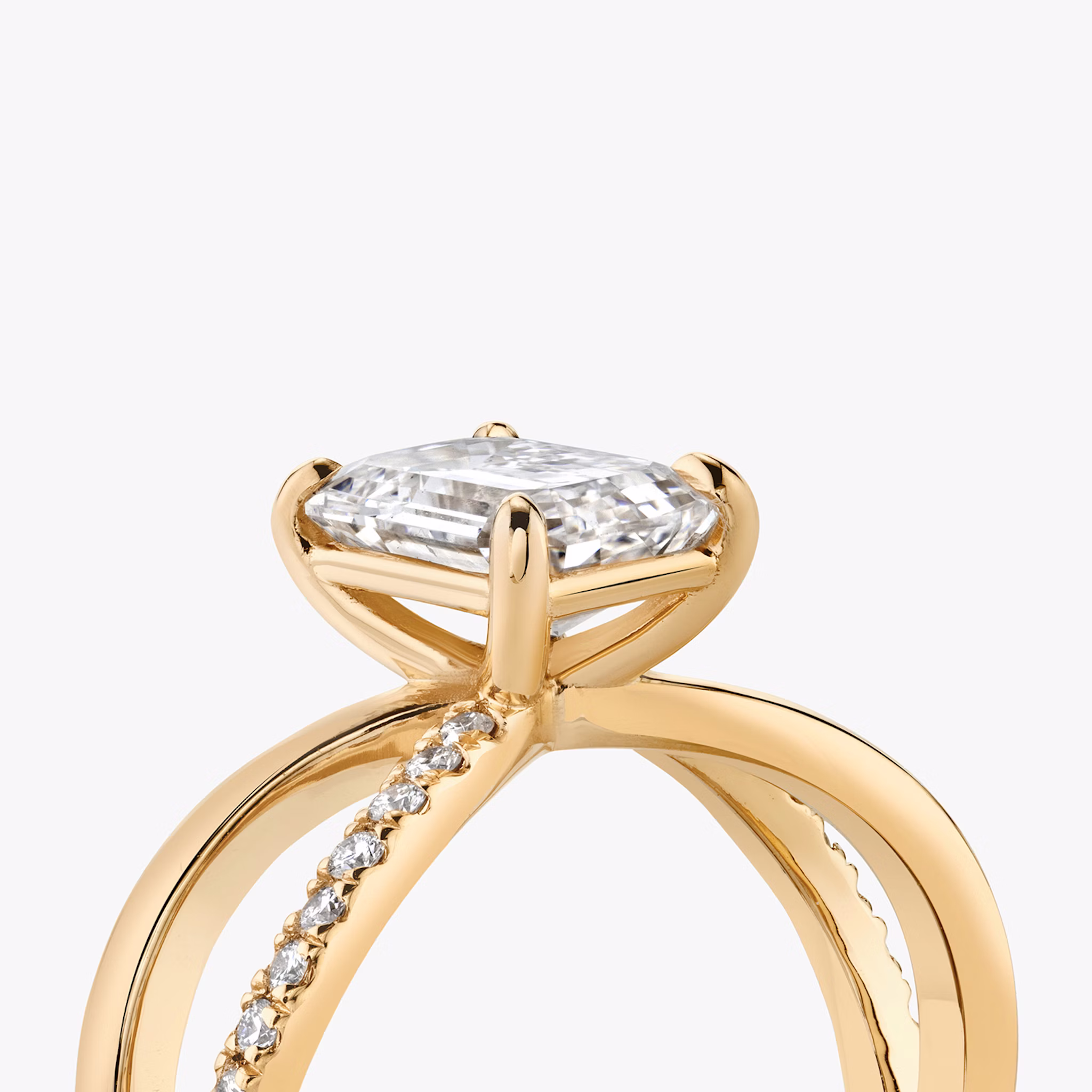 The Duet | Emerald | 14k | Rose Gold | bandAccent: Pavé | diamondOrientation: vertical | caratWeight: other