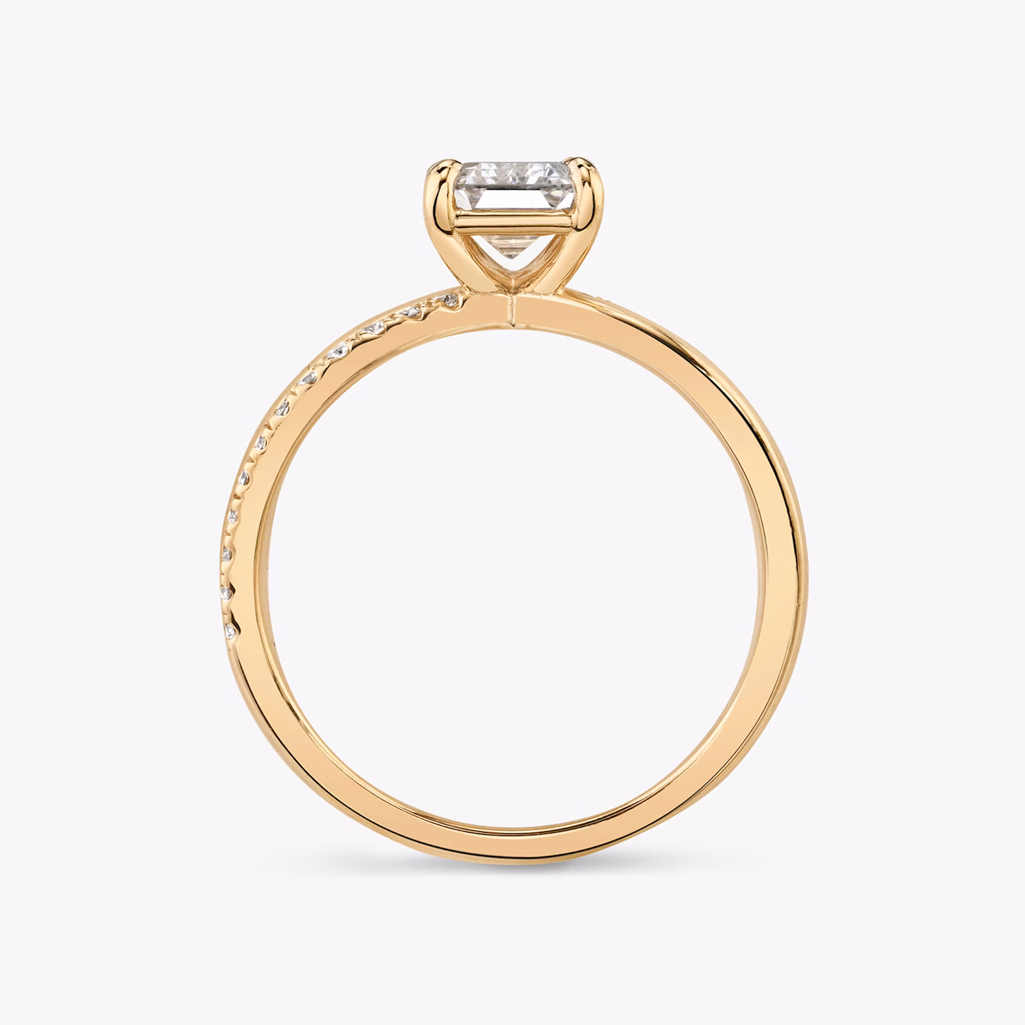 The Duet | Emerald | 14k | Rose Gold | bandAccent: Pavé | diamondOrientation: vertical | caratWeight: other