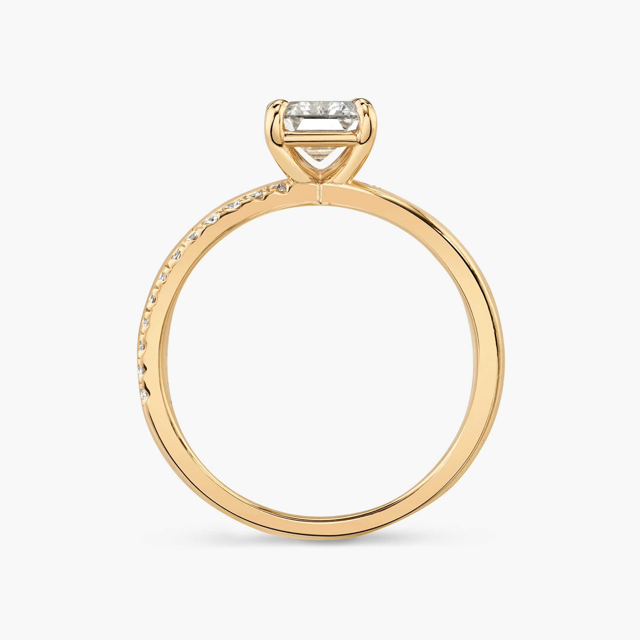 The Duet | Emerald | 14k | Rose Gold | bandAccent: Pavé | diamondOrientation: vertical | caratWeight: other